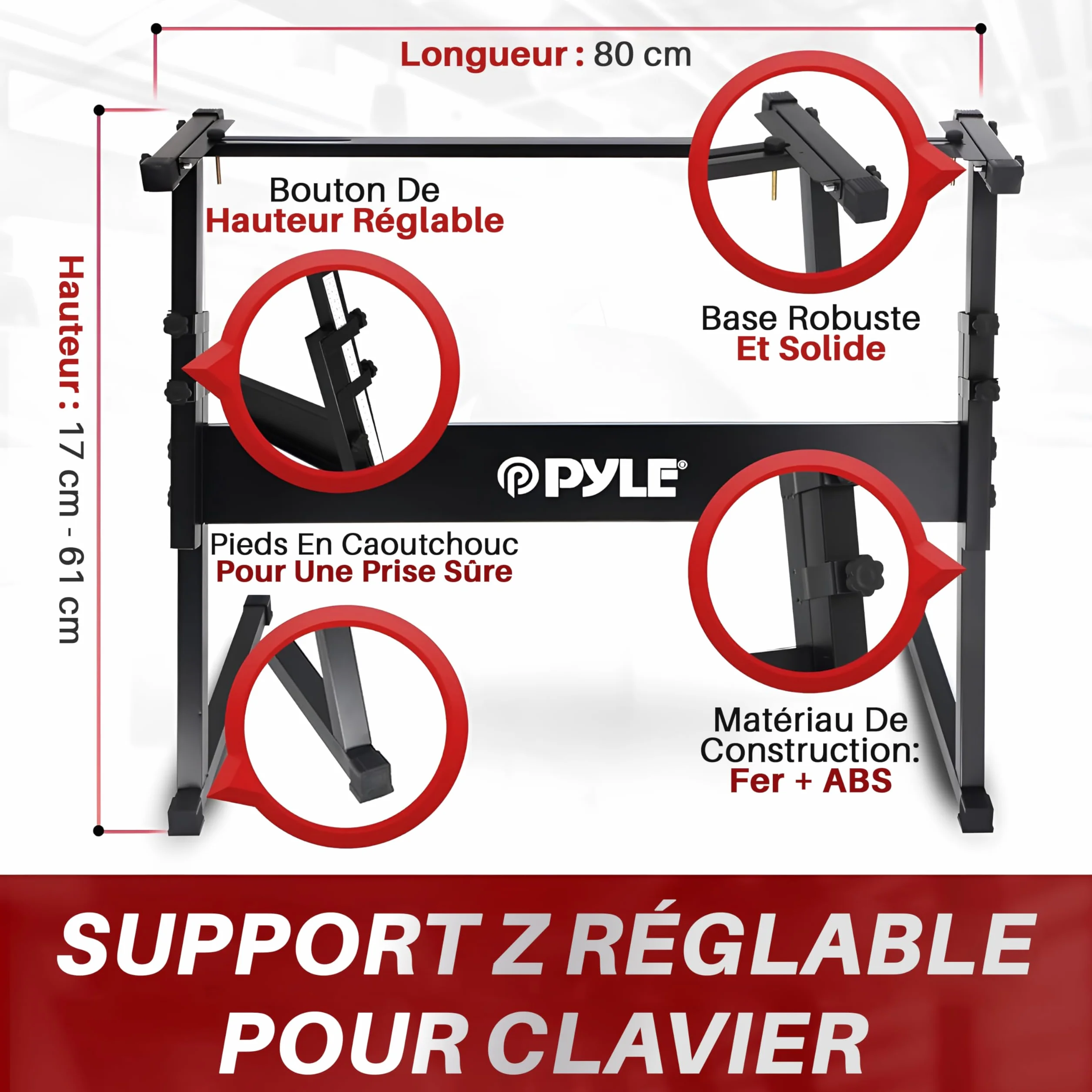 Pyle Piano Numérique Portable 61 Touches 2-en-1 avec Pédale de Sustain, Casque, Housse, Tabouret et Support