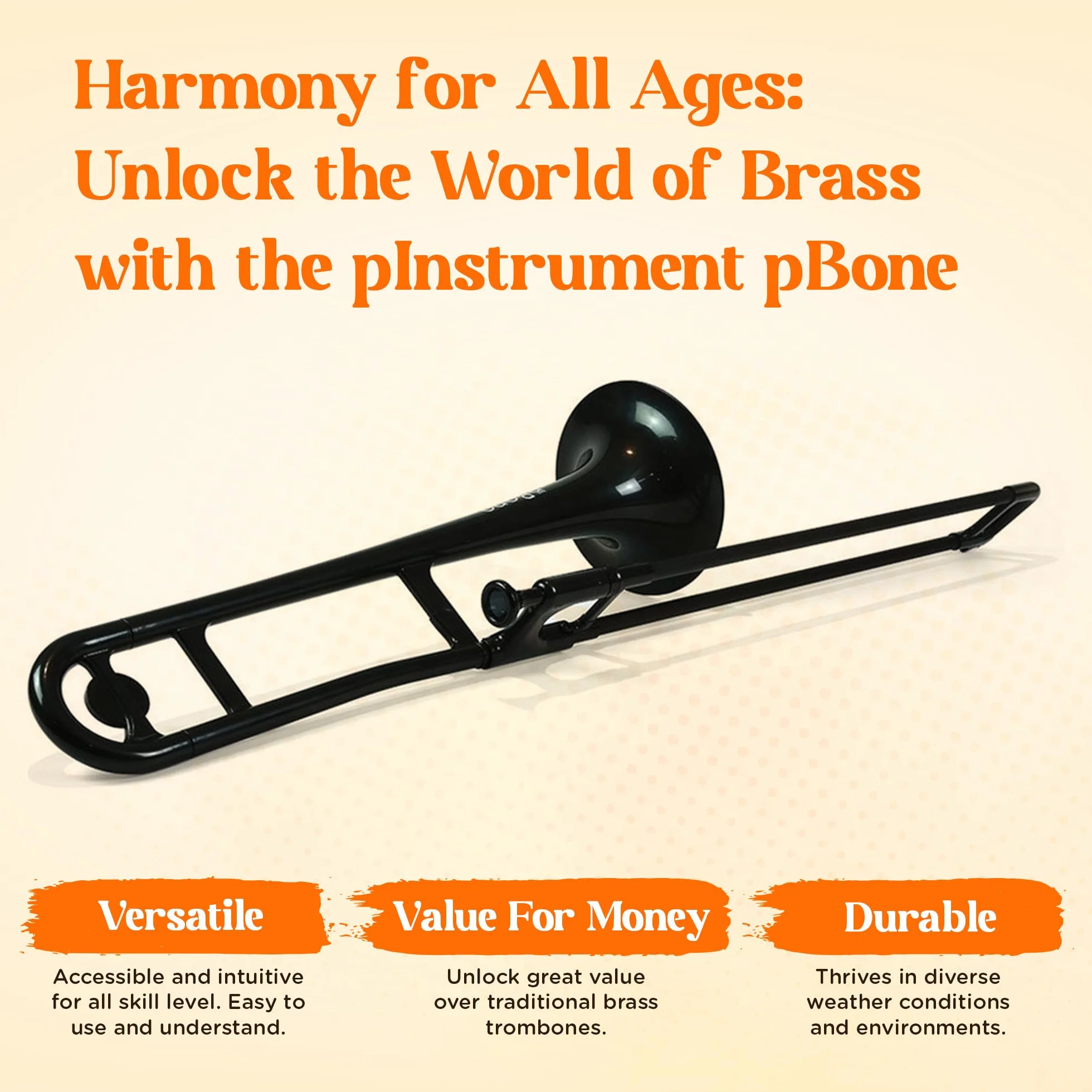 pBone Trombone Noir avec Embouchure et Housse 700645