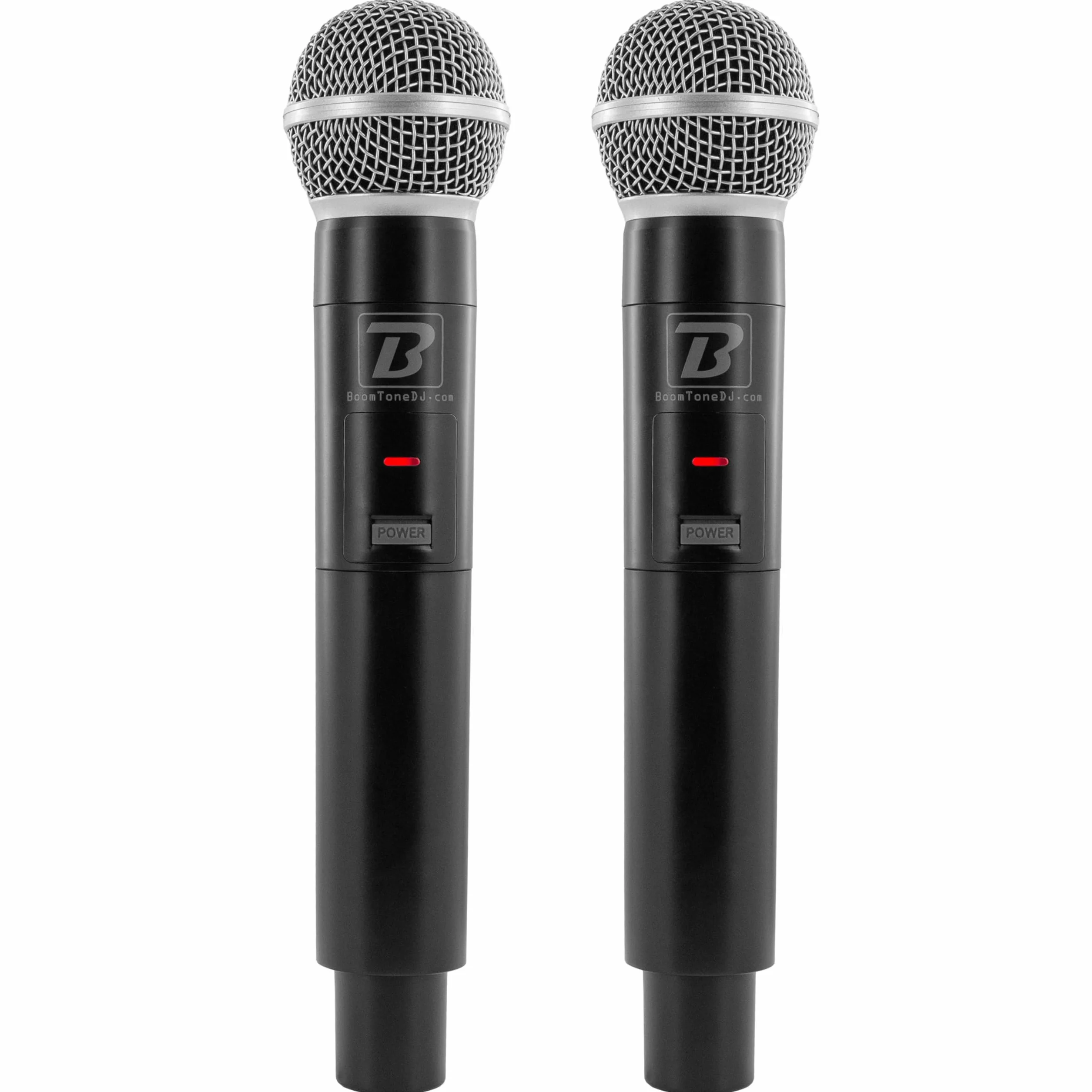 BoomToneDJ UHF Duo Système Complet Micros Sans Fil 2 Microphones Dynamiques Main Double Canal