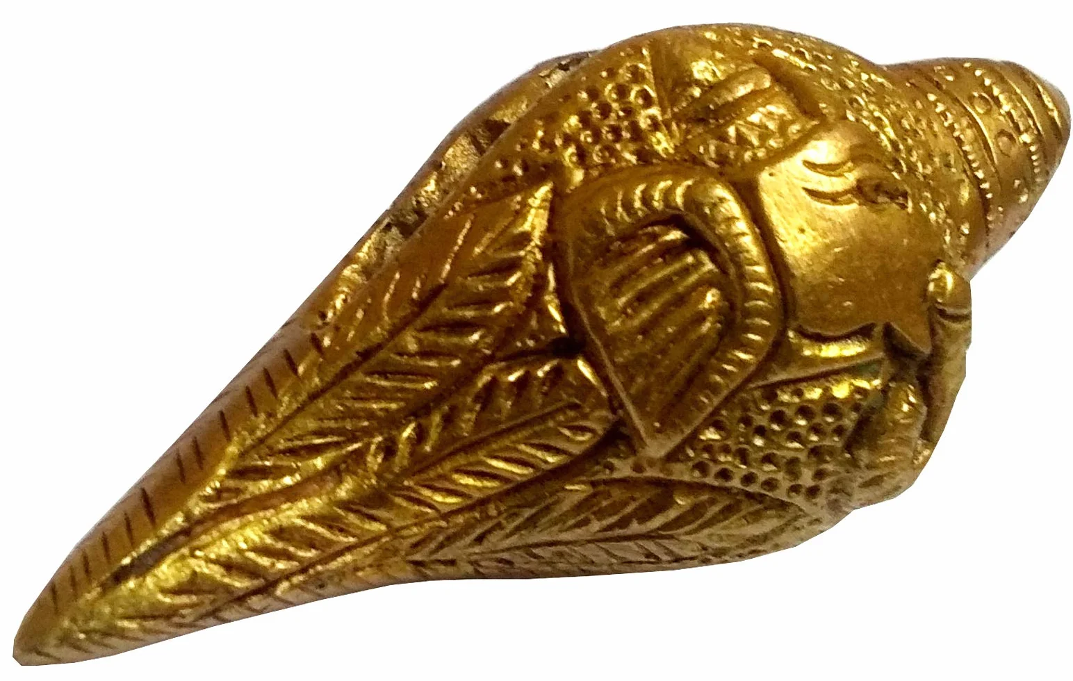 Purpledip Small Brass Ganesha Shankha Holy Conch Idol