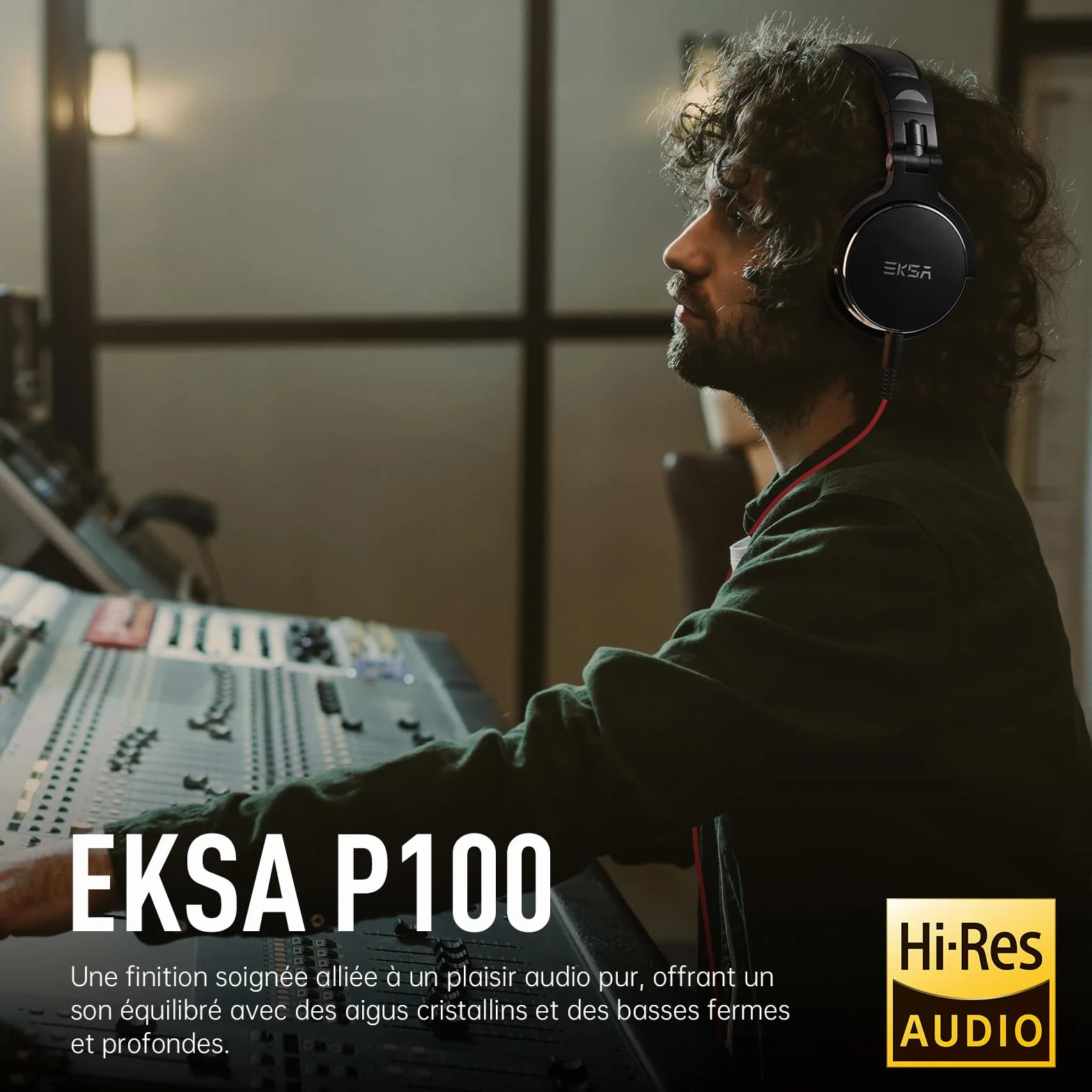 EKSA P100 Casque Audio Filaire Studio Monitor Stéréo Hi-Res Jack 6.35mm 3.5mm