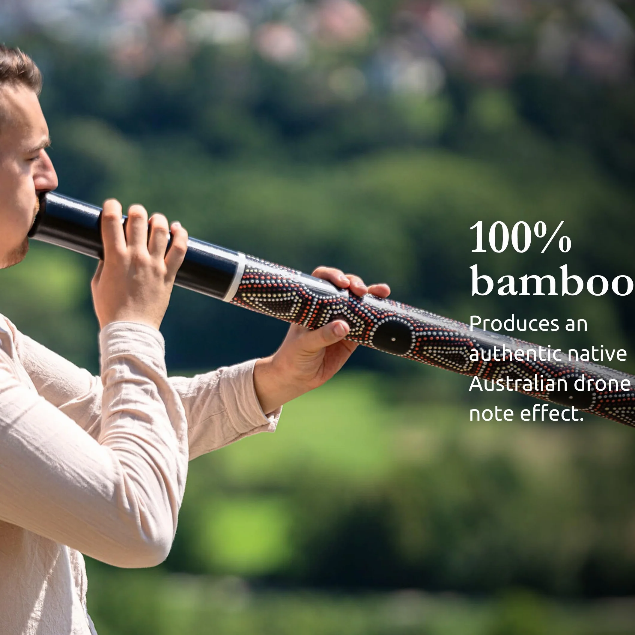 Sonic Energy Classic Bamboo Didgeridoo – léger – Bambou, noir avec pois colorés (DD1BK)