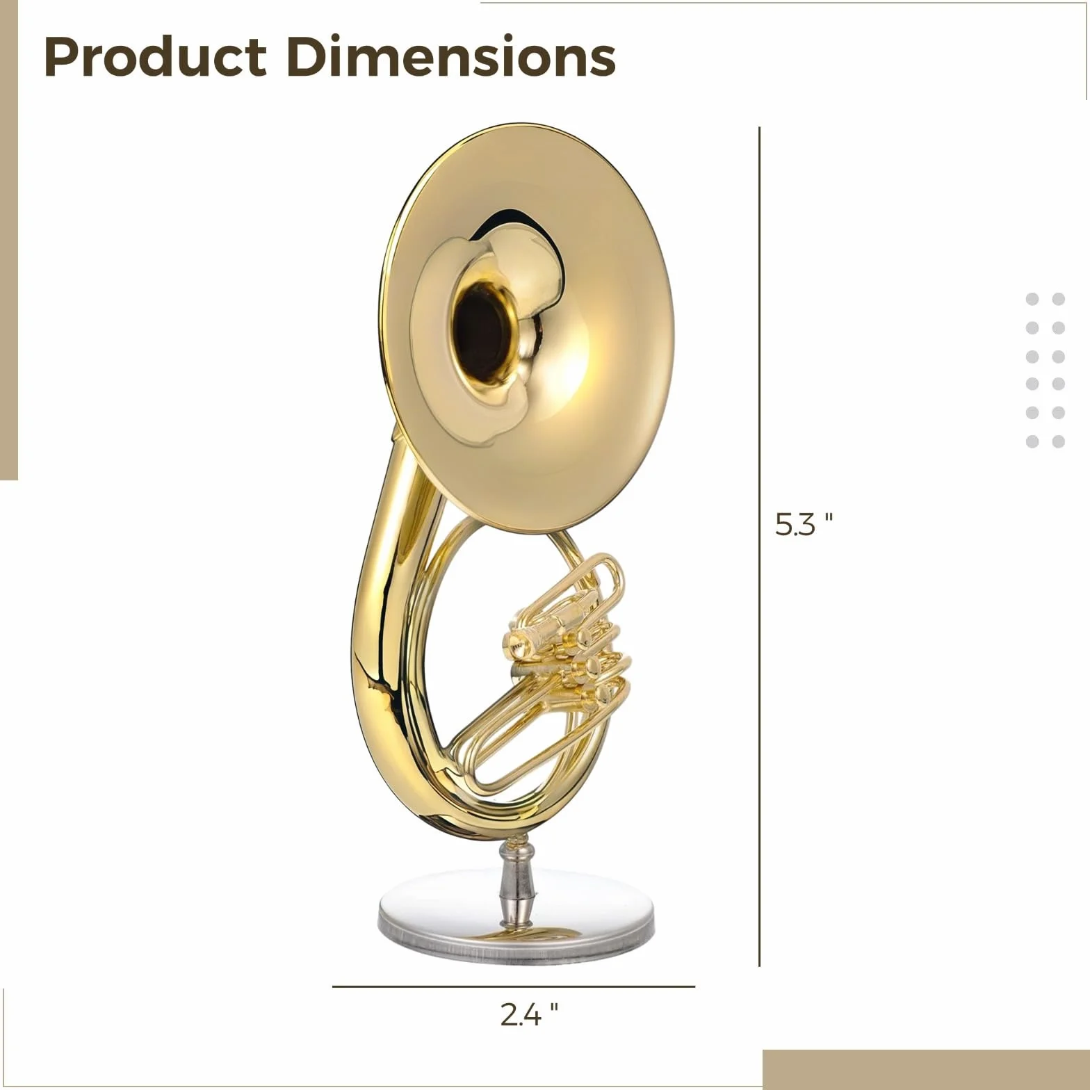 Sousaphone miniature en laiton doré avec support