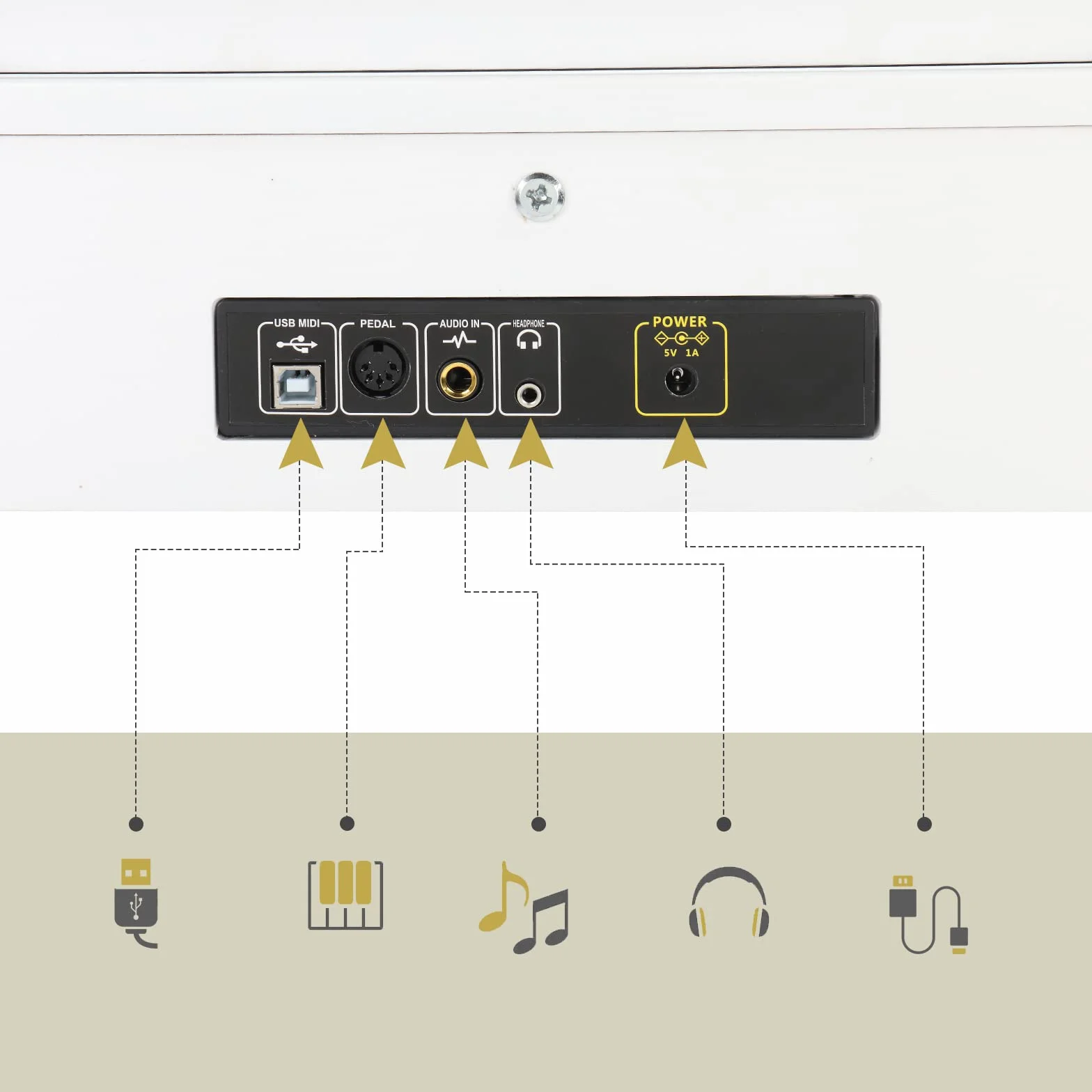 Piano Numérique 88 Touches Pondérées Glarry Domicile avec MIDI-USB, Bluetooth, Haut-Parleurs Stéréo, Action du Marteau, Clavier Fullsize Blanc