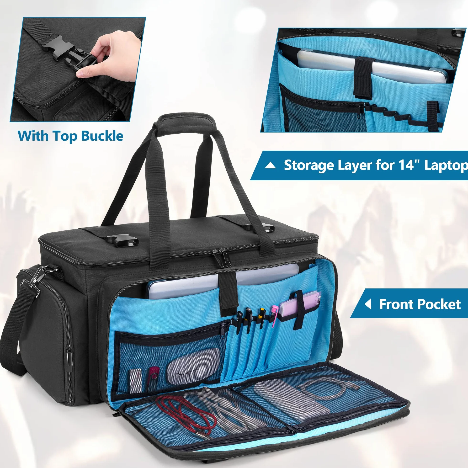 HODRANT Sac de Câble DJ Gig, Grand étui pour Câble DJ avec Fond Rembourré, Organisateur de Voyage pour Microphones et Instruments