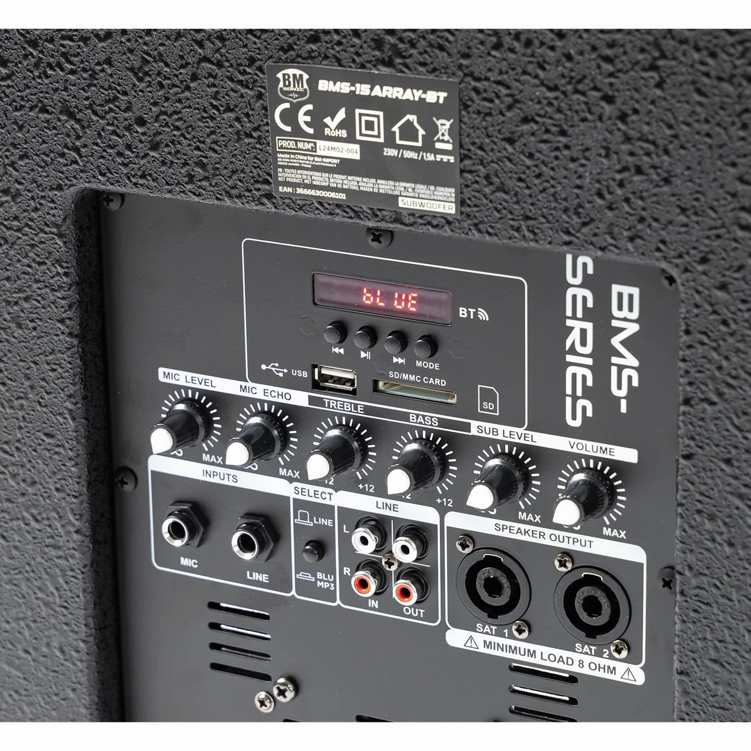 Pack Sono DJ 1200W Complet BM Bmsonic BMS-15-ARRAY-BT Enceintes +SUB 38cm USB/Bluetooth LED