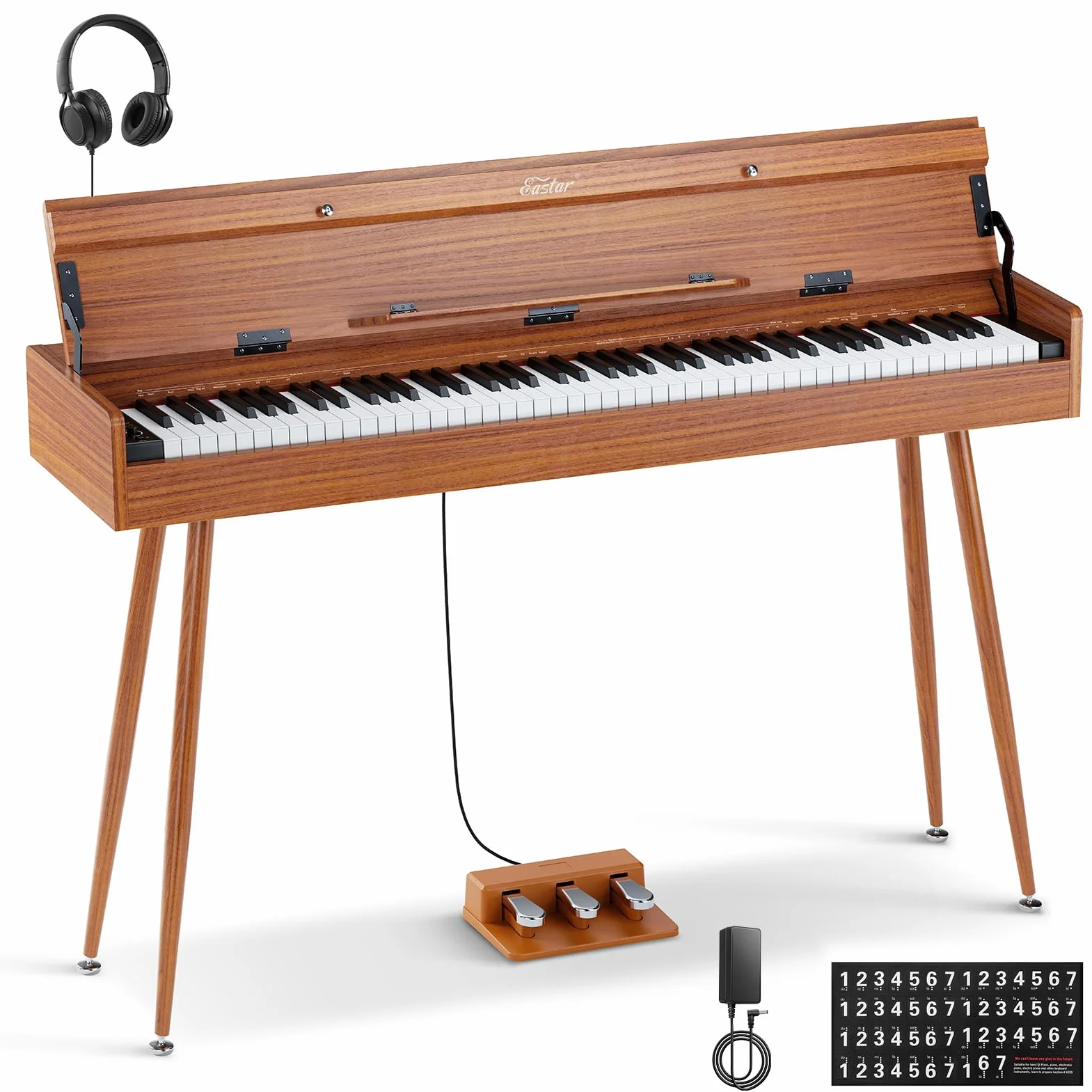 Eastar EUP-100 Piano Numérique 88 Touches, Clavier Lesté Débutant avec Housse, Casque, Pédalier, Sans Fil, MIDI