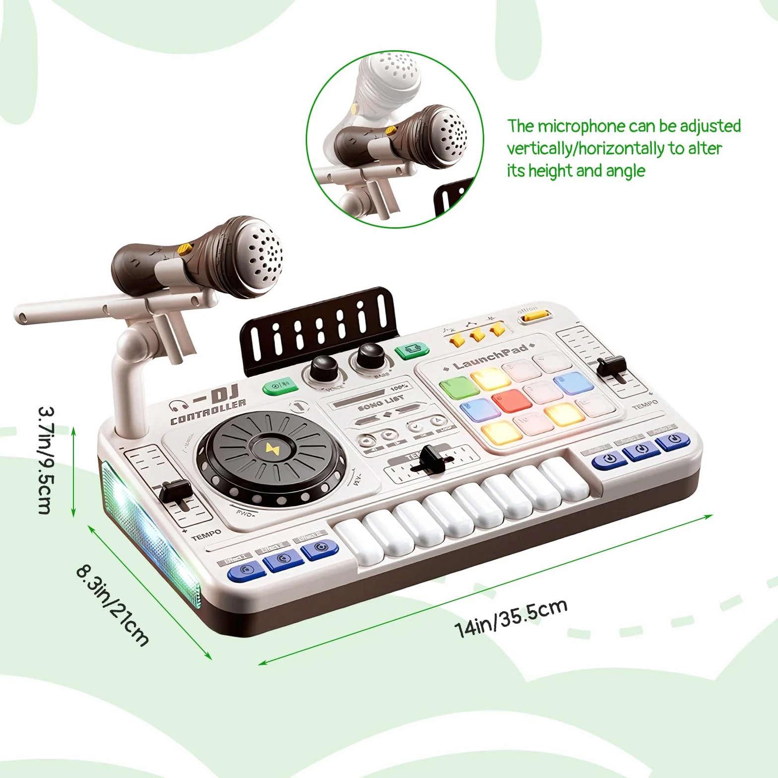 Table de Mixage DJ Enfants avec Microphone, Effets Lumière, Bluetooth, Jouet Musical Interactif
