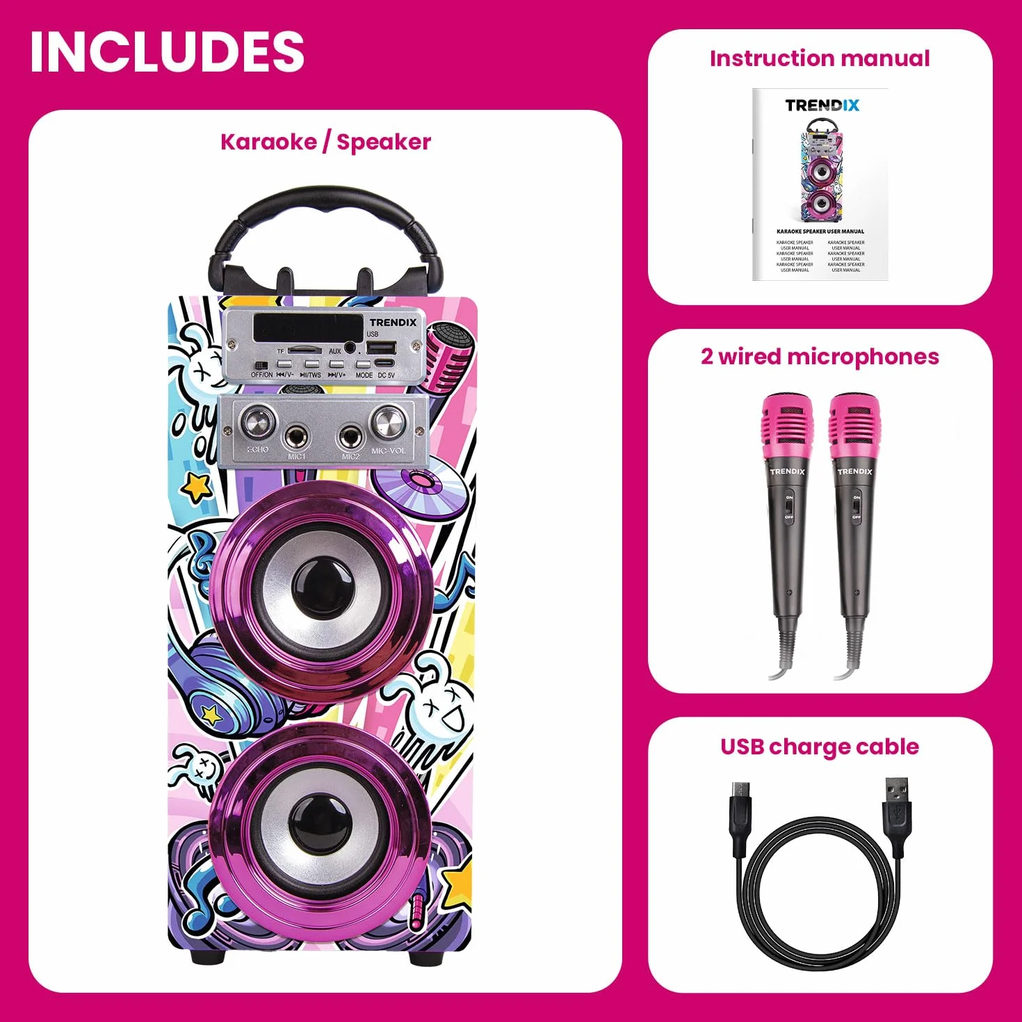 Enceinte Karaoke Karaoké Enfant 2 Microphones Cadeau Fille