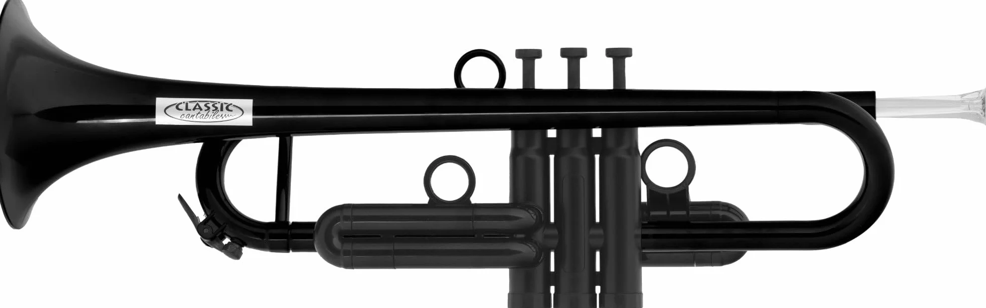 Classic Cantabile PTP-10BK Trompette Sib plastique ABS 450 g légère résistante intempéries housse 2 embouchures 2 pistons interchangeables pavillon 129 mm noir