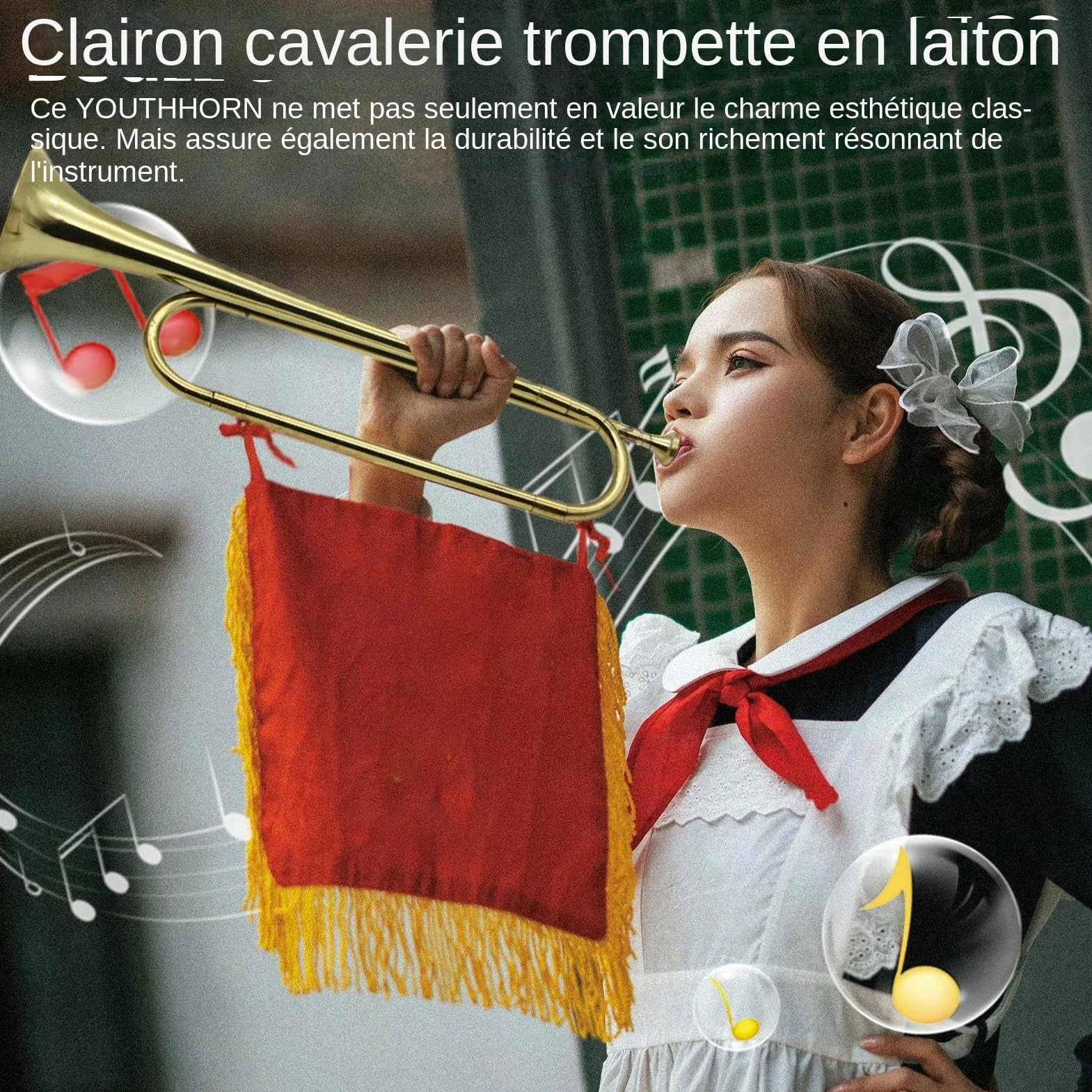 Clairon de trompette plaqué or, laiton standard B rétro portable