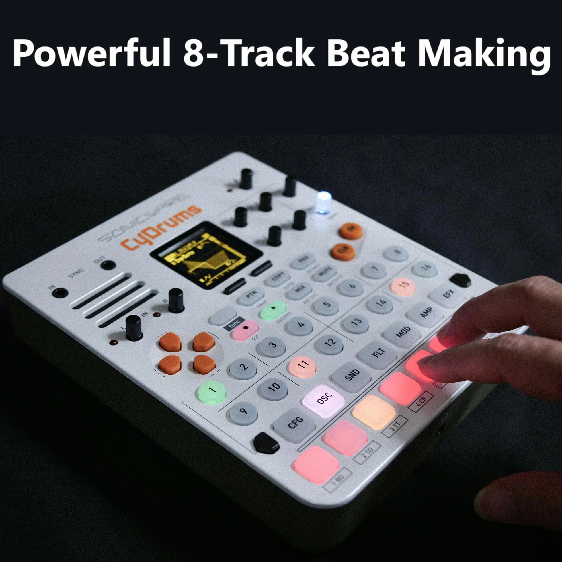 Sonicware CyDrums Expressive Drum Synthesizer Neo-Hyperactive Drum Machine Wavetable Velocity Pressure Modulation Built-in Speaker Battery-powered