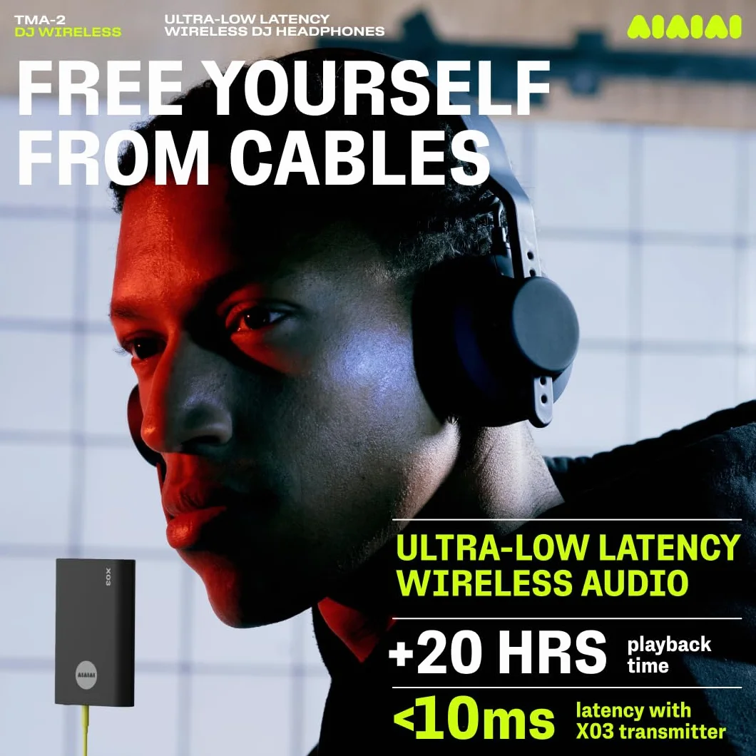 Aiaiai TMA-2 DJ Wireless Casque DJ sans Fil Professionnel Bluetooth Faible Latence 20h Autonomie Léger Durable