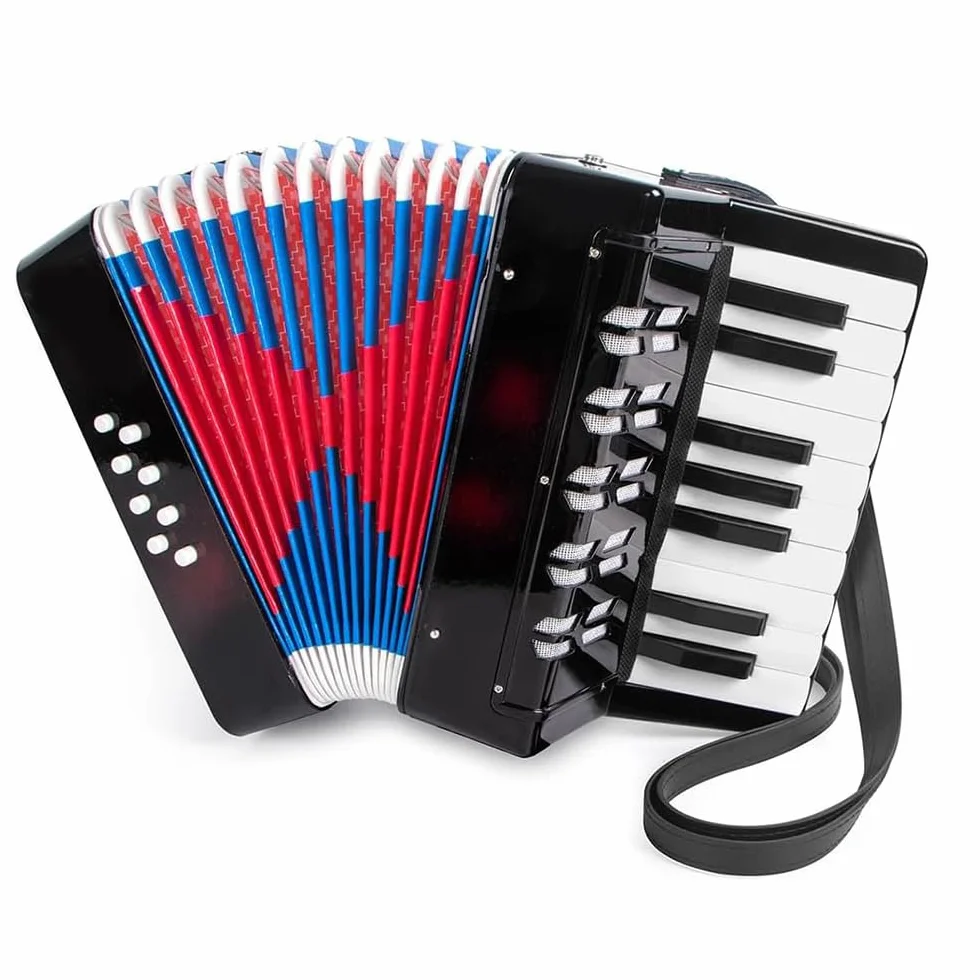 Accordéon Piano 17 Touches 8 Basses Instrument de Musique Enfant Débutants
