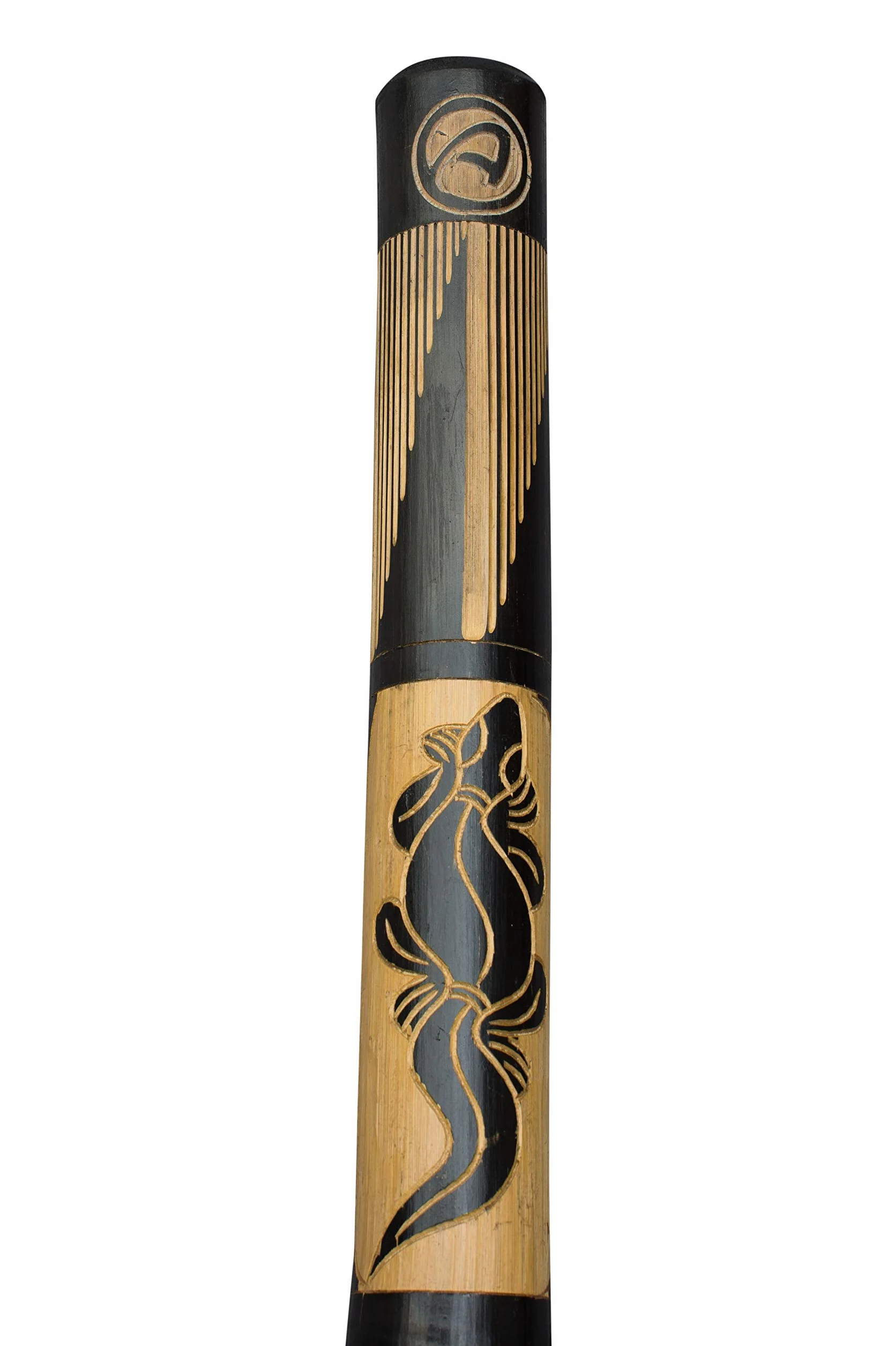 Didgeridoo en bambou 120cm pour débutants avec motifs de lézards sculptés