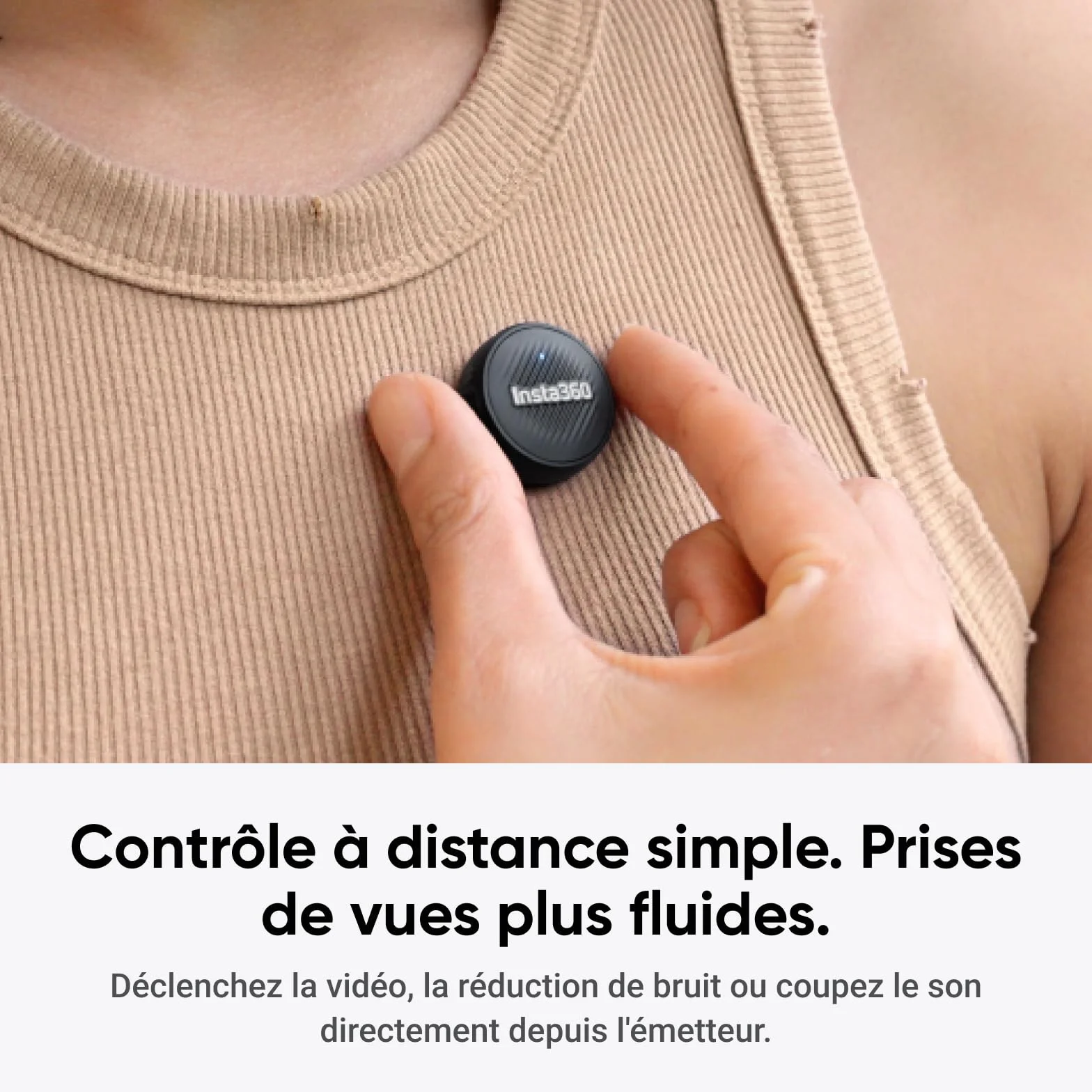 Insta360 Émetteur Mic Air Micro sans Fil 7,9 g Réduction de Bruit X5 X4 X4 Air Ace Pro 2 GO Ultra