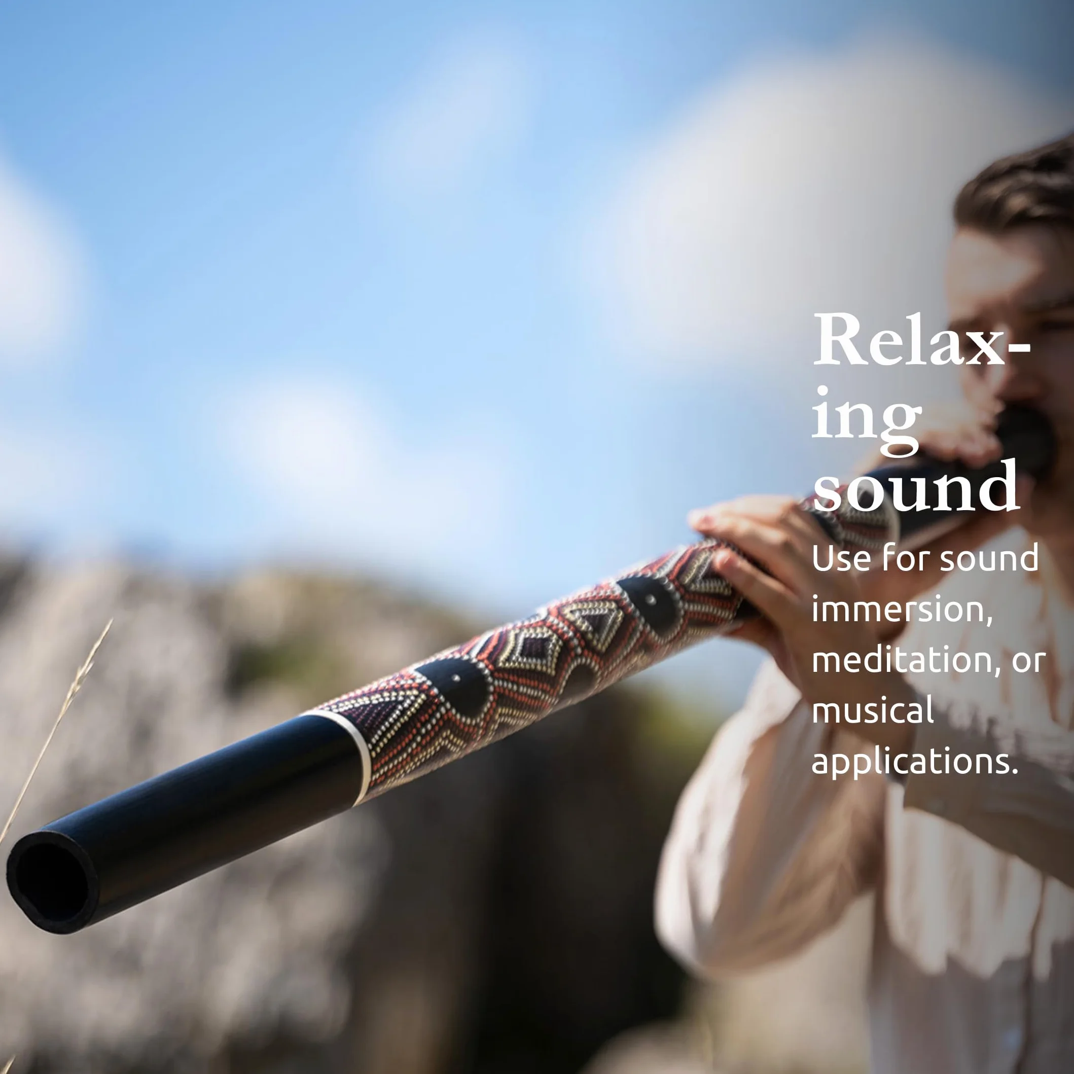Sonic Energy Classic Bamboo Didgeridoo – léger – Bambou, noir avec pois colorés (DD1BK)