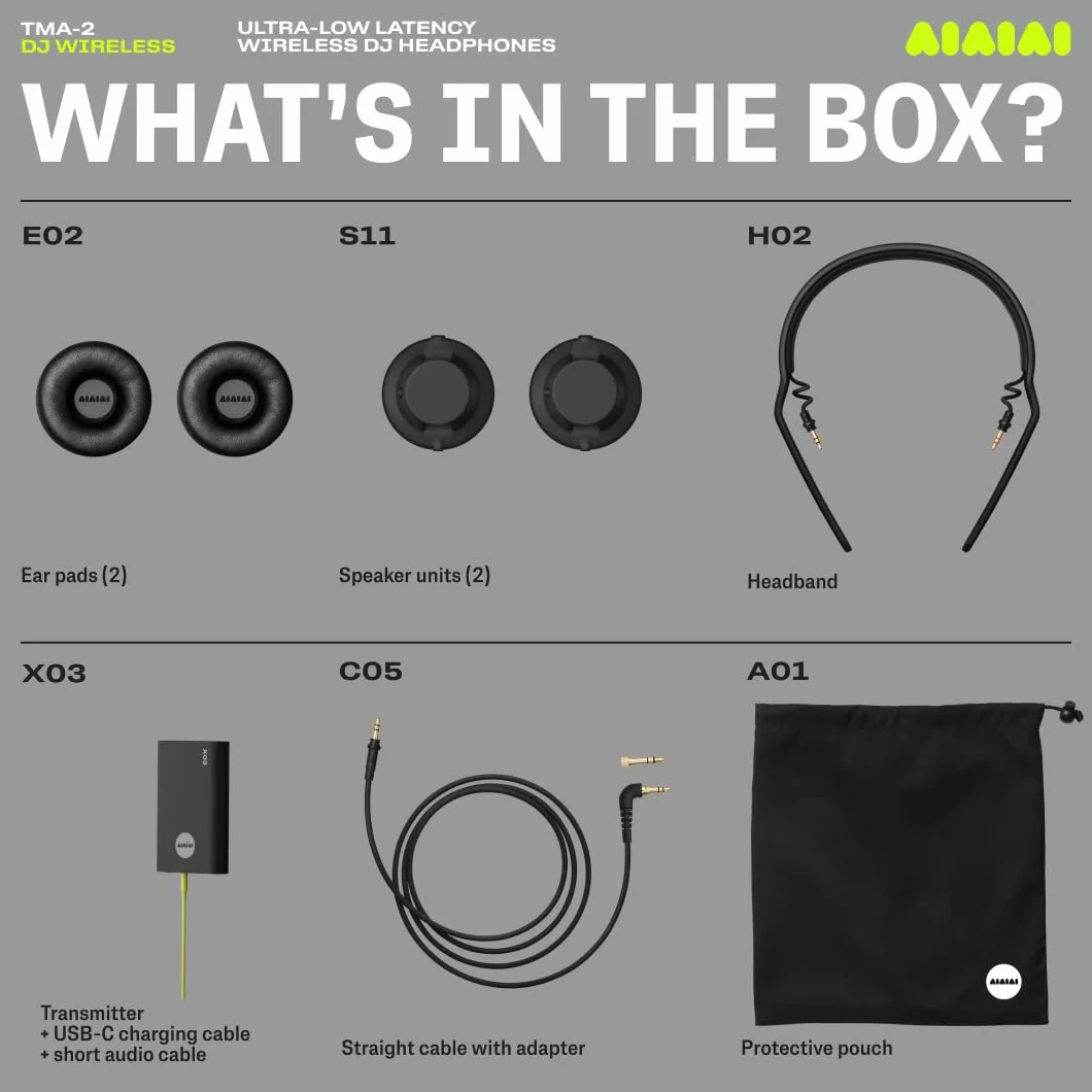 Aiaiai TMA-2 DJ Wireless Casque DJ sans Fil Professionnel Bluetooth Faible Latence 20h Autonomie Léger Durable