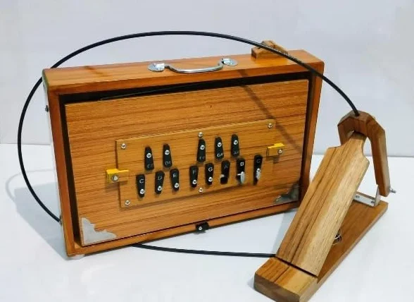 Shruti Box 38,1 x 25,4 x 7,6 cm Bois de Teck 440 Hz 432 Hz avec Padel Marron