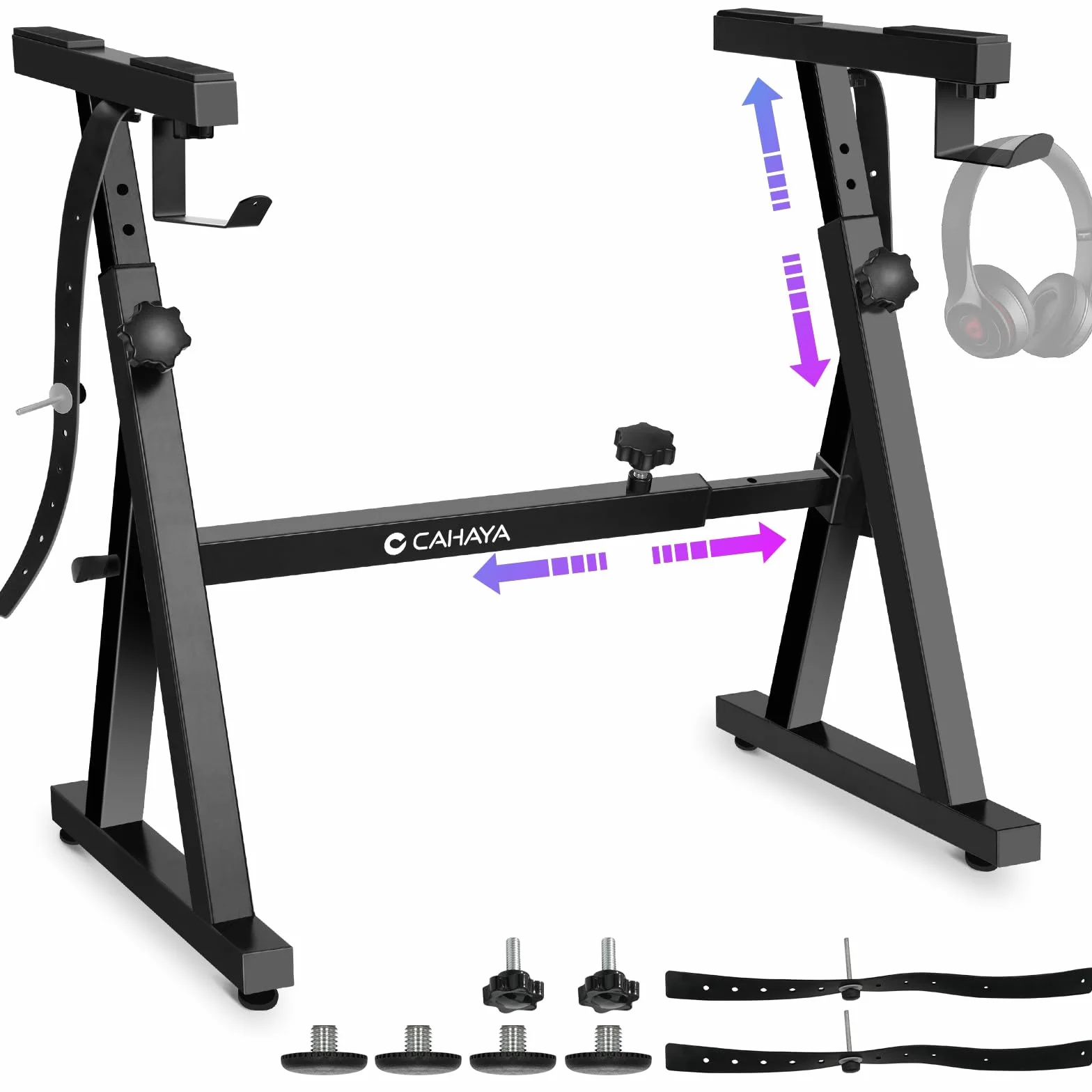 CAHAYA Support de clavier réglable 113 kg, double en Z 4 cm, hauteur et longueur réglables pour piano numérique 61 76 88 touches