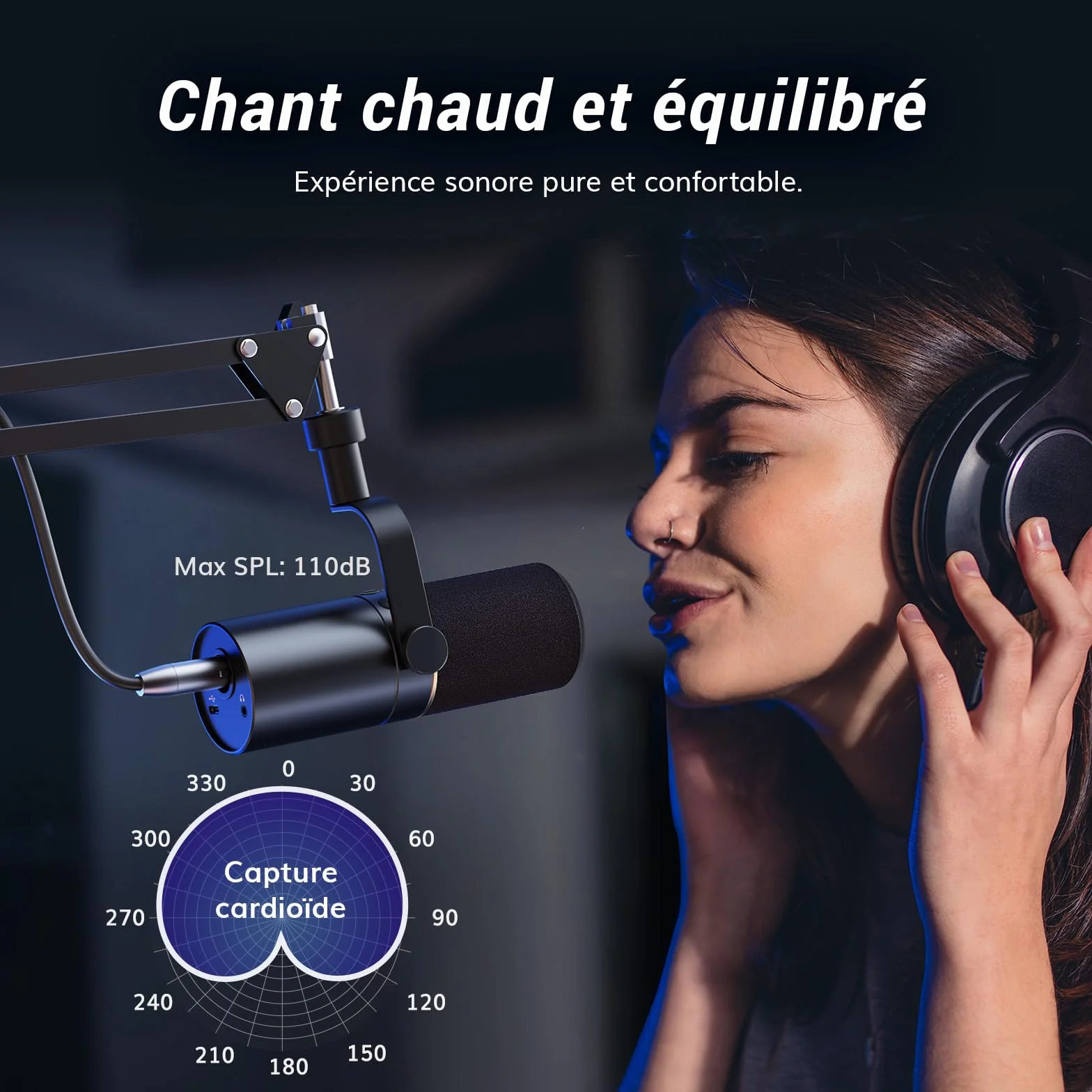 TONOR TD510+ Microphone Cardioïde Dynamique USB/XLR Studio avec Bras de Support pour Podcasting Gaming Streaming