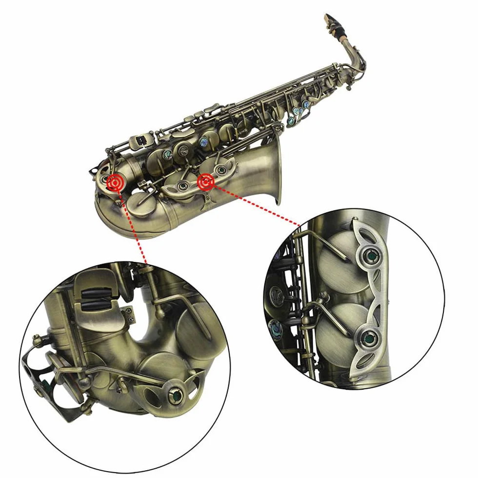 Saxophone Alto Btuty en Mi Bémol Finition Antique Haute Courbée Clé Sculptée Avec Étui Gants Chiffon Sangles Brosse