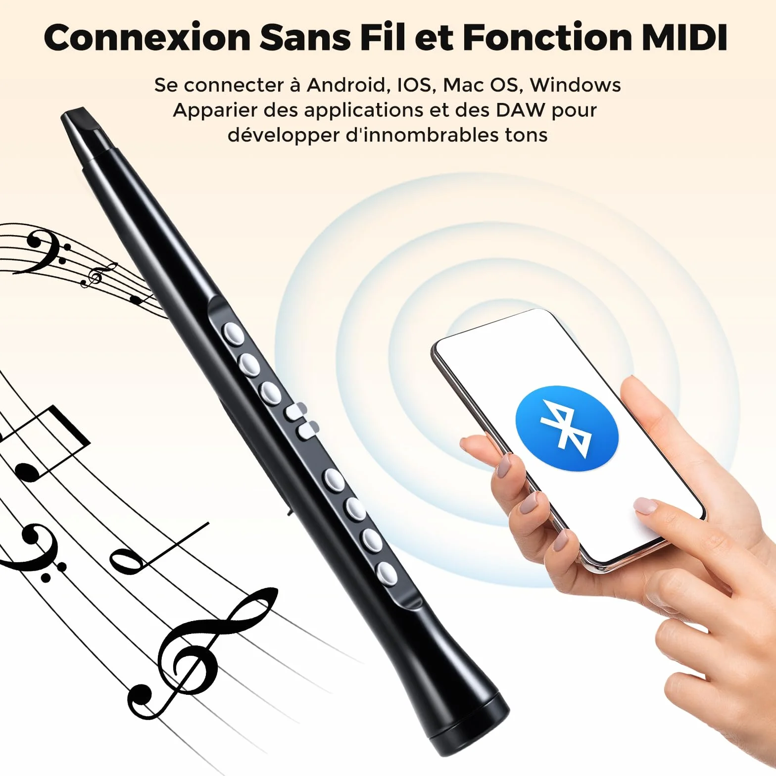 GOPLUS Saxophone Électronique avec Écran LED, Instrument à Vent Numérique MIDI 100 Sons