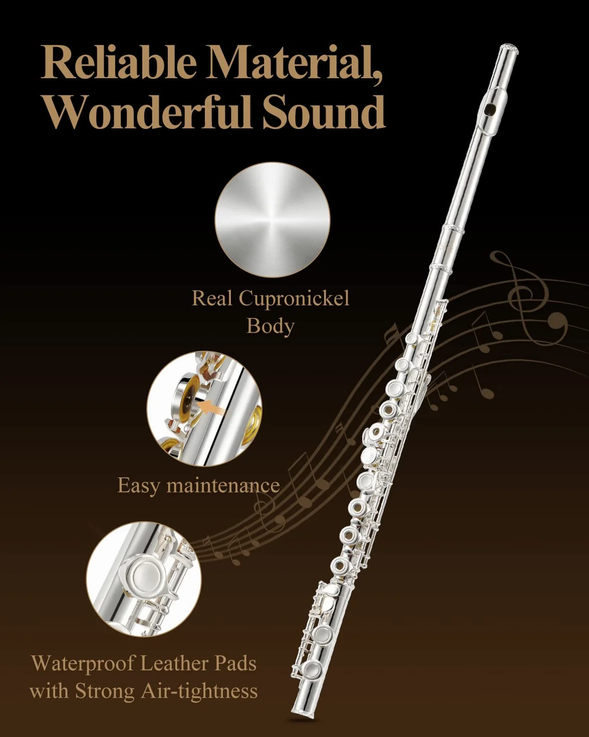 Eastar EFL-1 16 Keys Silver Plated C Flute Open/Close Hole