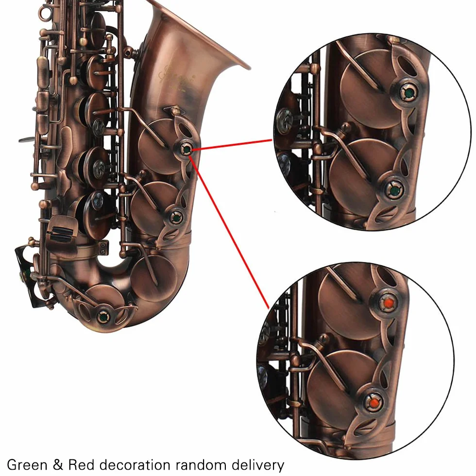 Saxophone alto en forme de coquille d'ormeau avec étui et gants de nettoyage (Rouge brun)