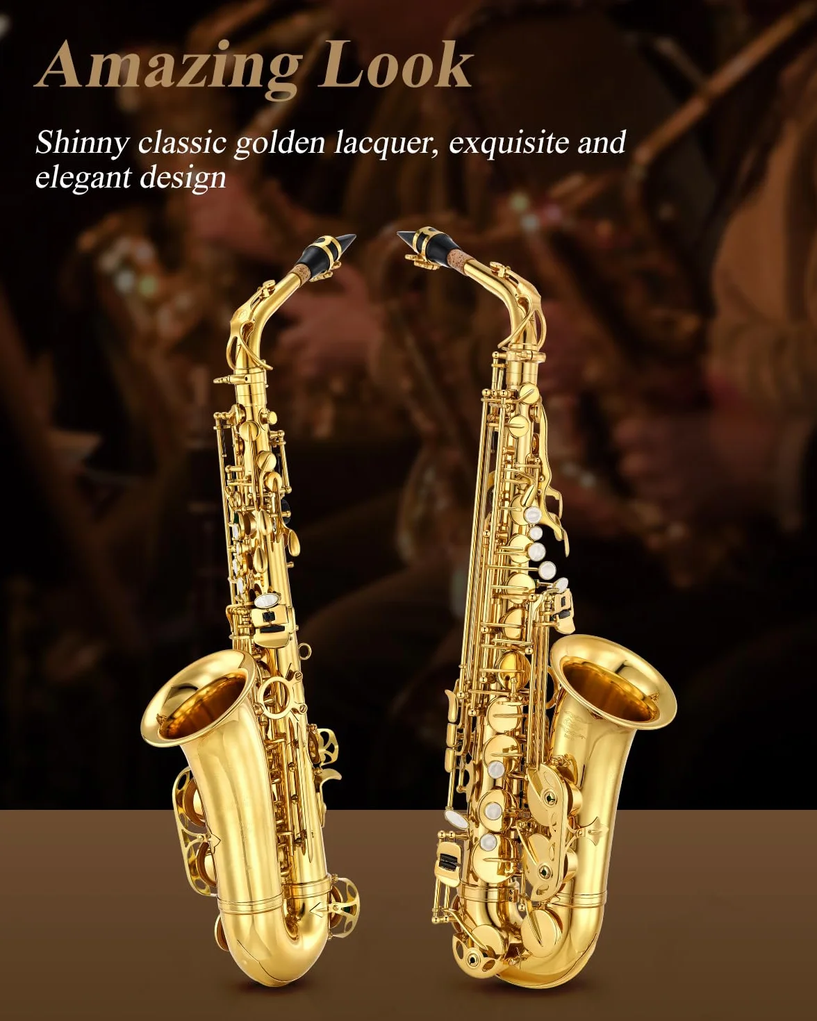 Eastar AS-Ⅱ Saxophone Alto E Plat Laqué Kit Complet avec Étui