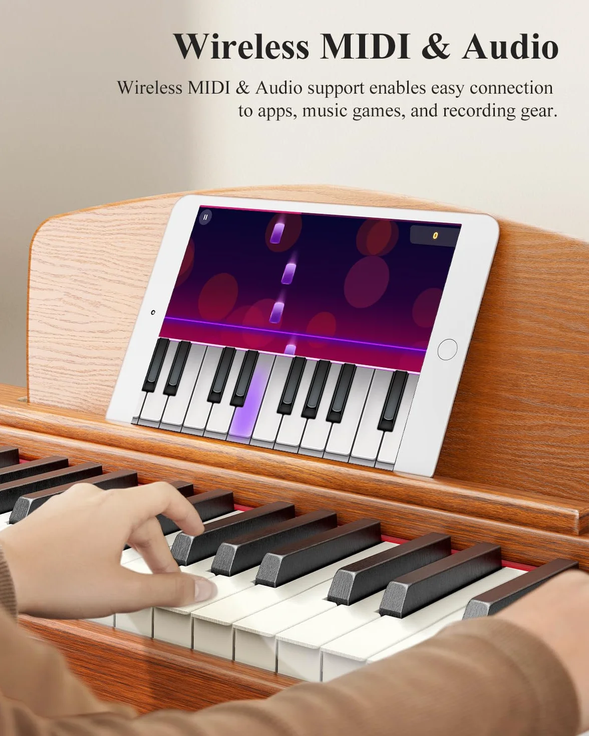 Eastar EP-80 Clavier Piano 88 Touches, Piano Électrique Pleine Taille avec Touches Sensibles, Ensemble Portable pour Débutants avec Support, Pédale et Casque, Marron