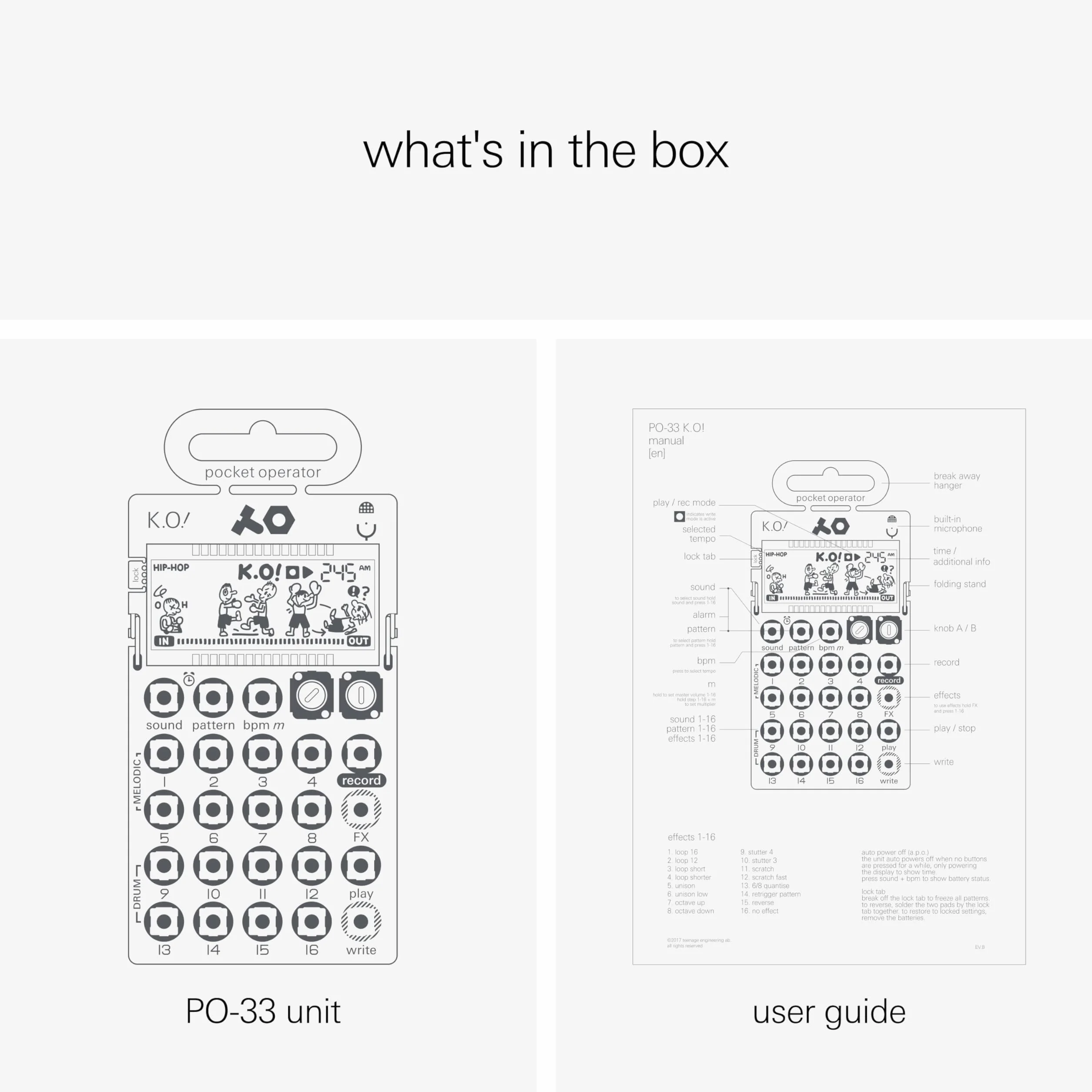Teenage Engineering Pocket Operator PO-33 K.O.! Micro Sampler i Drum Machine z Mikrofonem