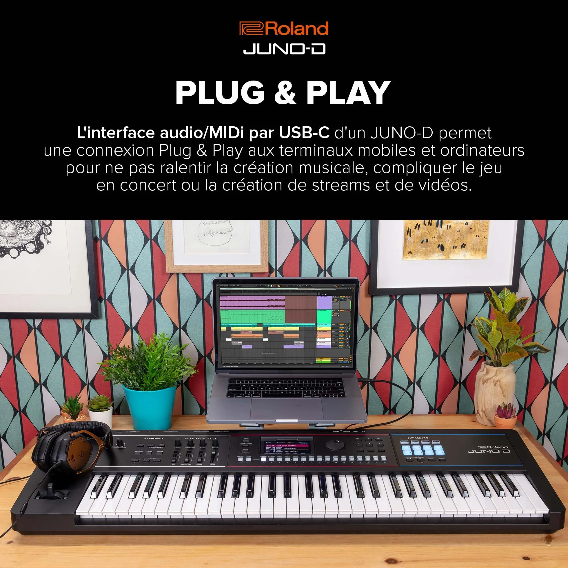 Roland JUNO-D6 Synthétiseur 61 touches ZEN-Core 3800 sons Audio/MIDI USB-C
