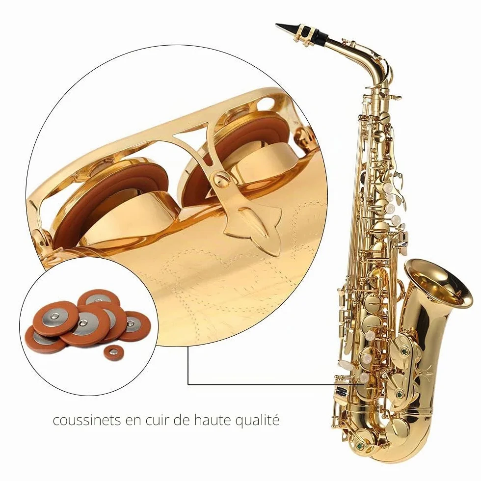 Saxophone Haut En Laiton Plaqué Or Sax 802 Clé Type Outil Bois Avec Accessoires