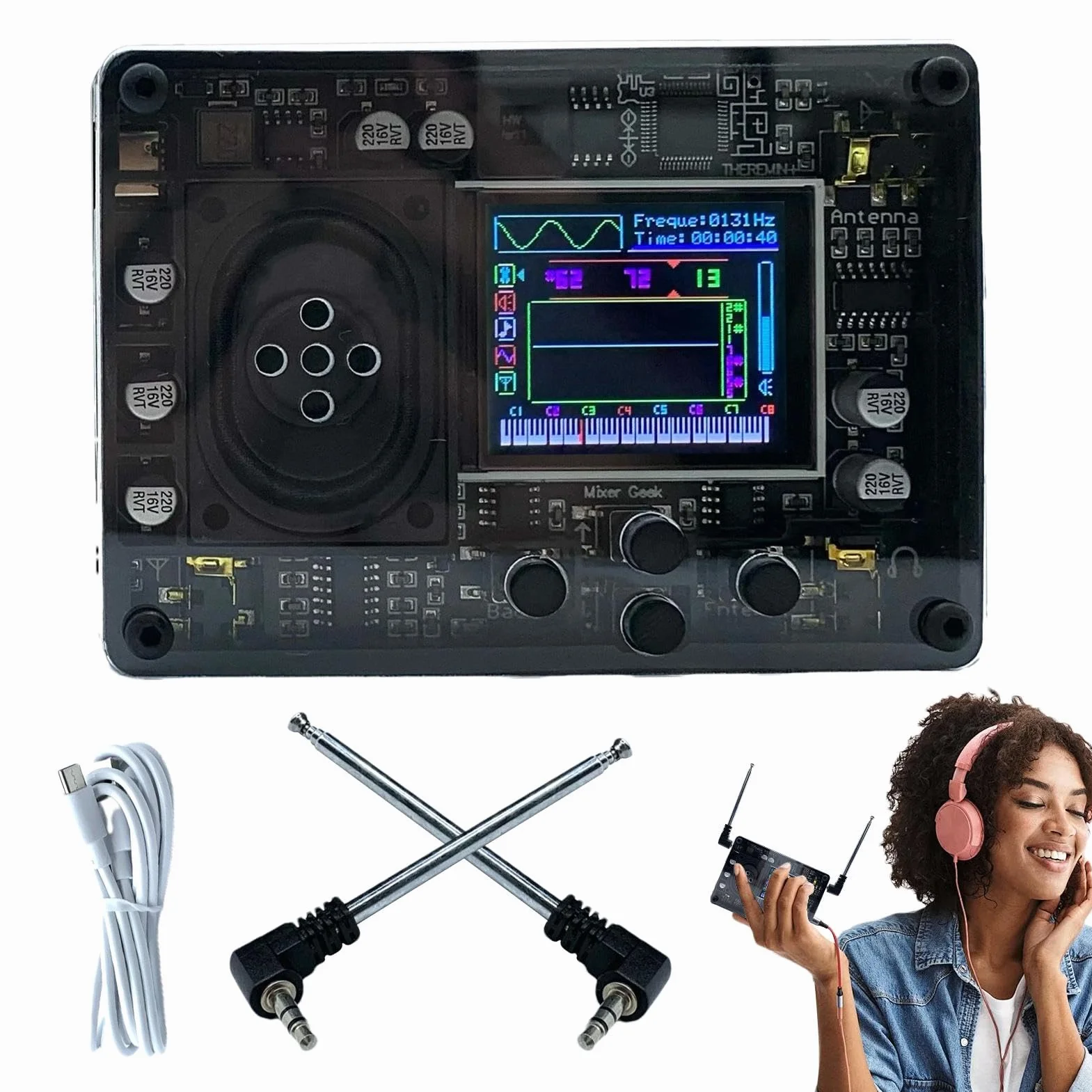 Thérémine rétro instrument de musique électronique avec écran OLED réglable