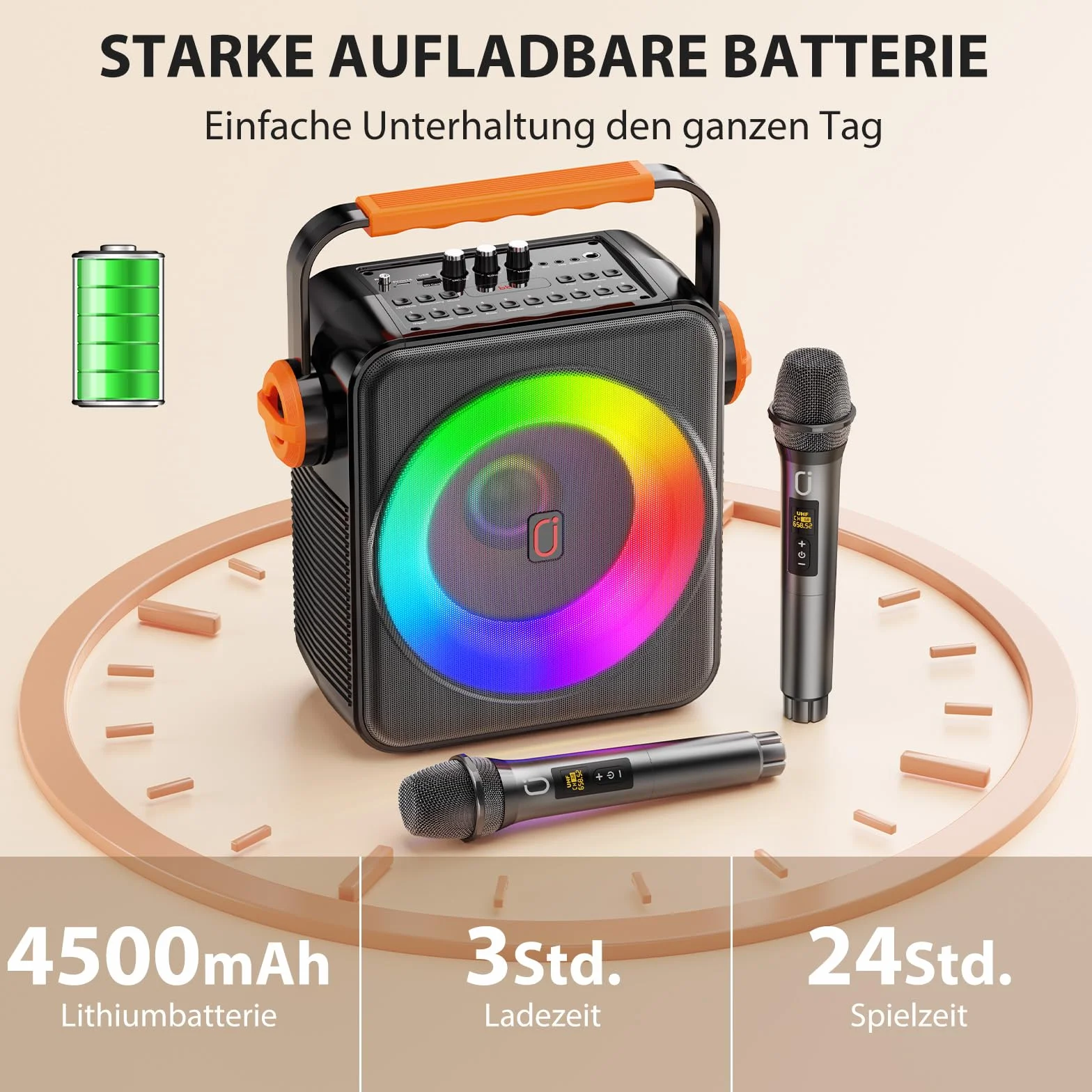 Karaoke Machine Bluetooth 5.3 120W Portable Enceinte avec Lumière RVB DSP