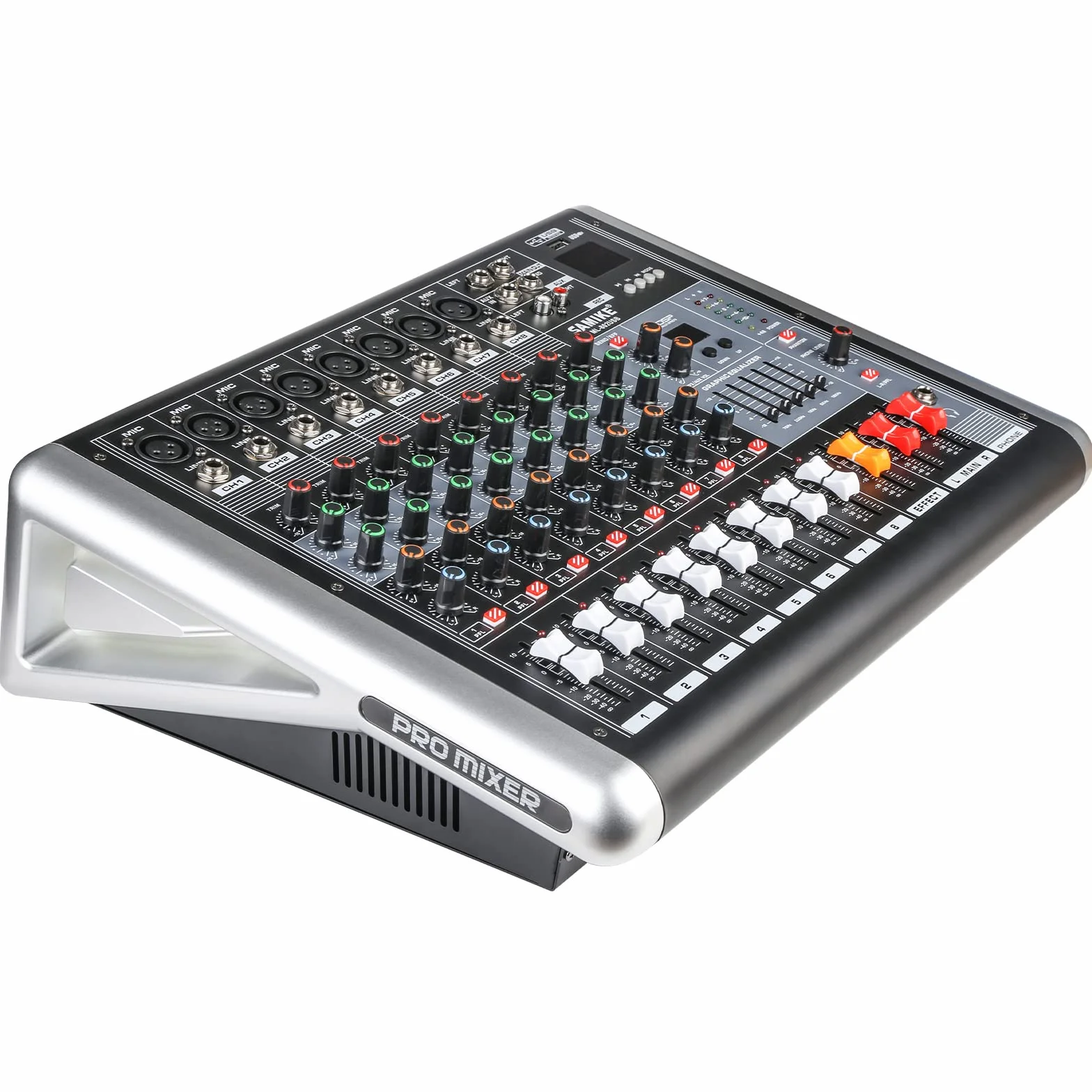 Table de Mixage Audio Professionnelle 8 Canaux 2 x 300W 48V Alimentation Fantôme Bluetooth MP3