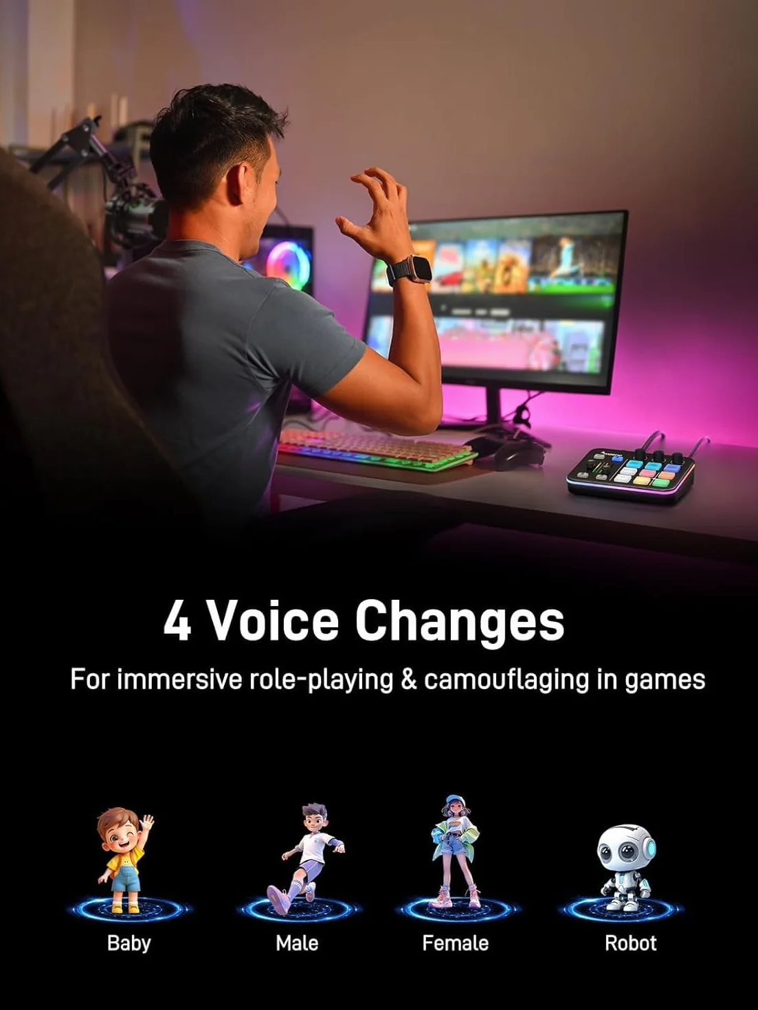 MaonoCaster PD200XS & G1 NEO Kit Streaming Gaming: Interface Audio Mixeur et Microphone Dynamique XLR avec RGB et Réduction de Bruit