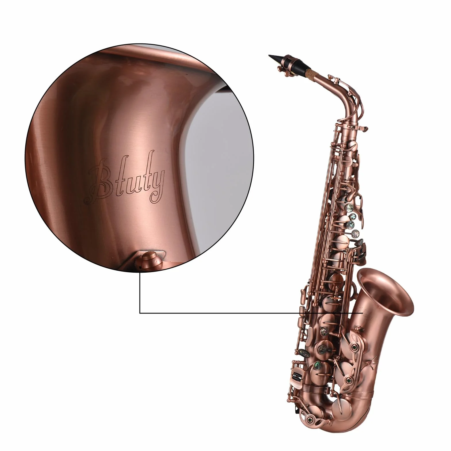 Saxophone alto E-Flat Red Bronze F# incrustations clés coquille d'ormeau coussinets cuir résistant eau étui gants chiffon nettoyage sangles brosse