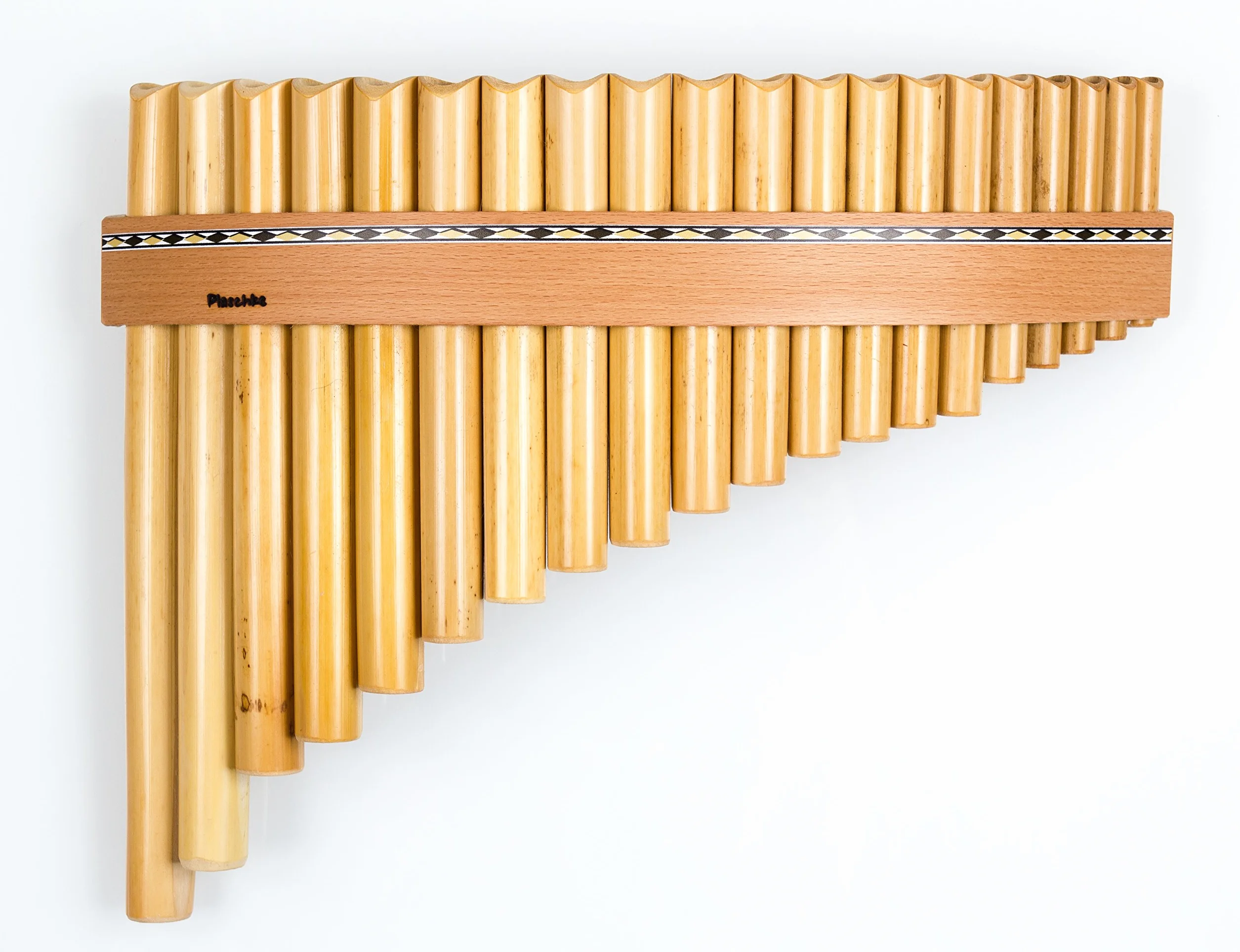 Plaschke Flûte de pan bambou 20 tubes Do majeur lanières bois étui livret fabriquée main