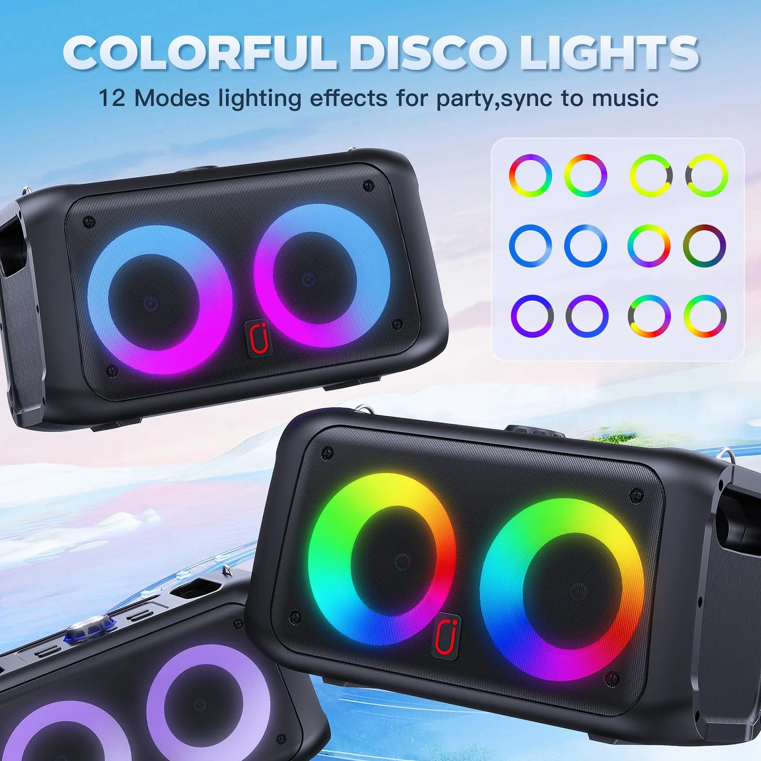 JYX Machine Karaoke Adultes avec 2 Microphones sans Fil Bluetooth 5.3 Portable avec Roues et Lumières Disco