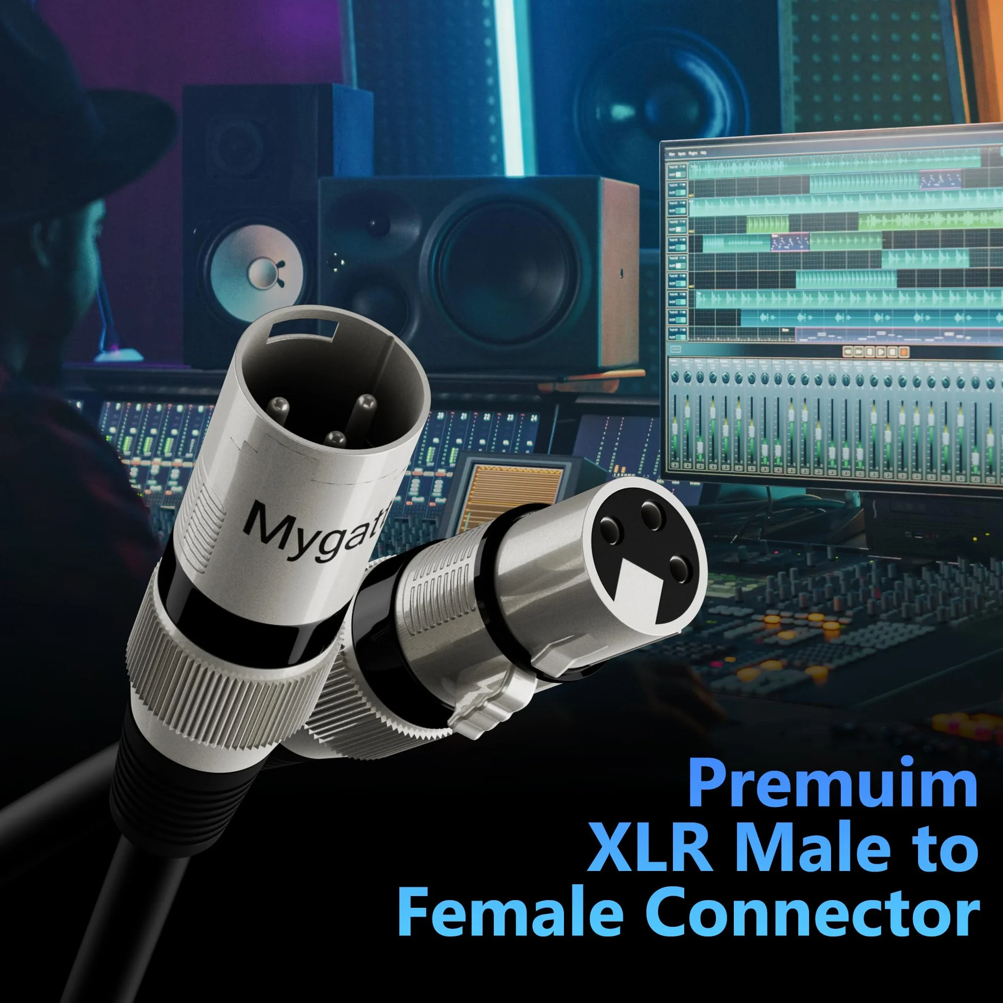 Câble Microphone XLR 20 Mètres Mâle vers Femelle, DMX Blindé 3 Broches, Suppression EMI RFI