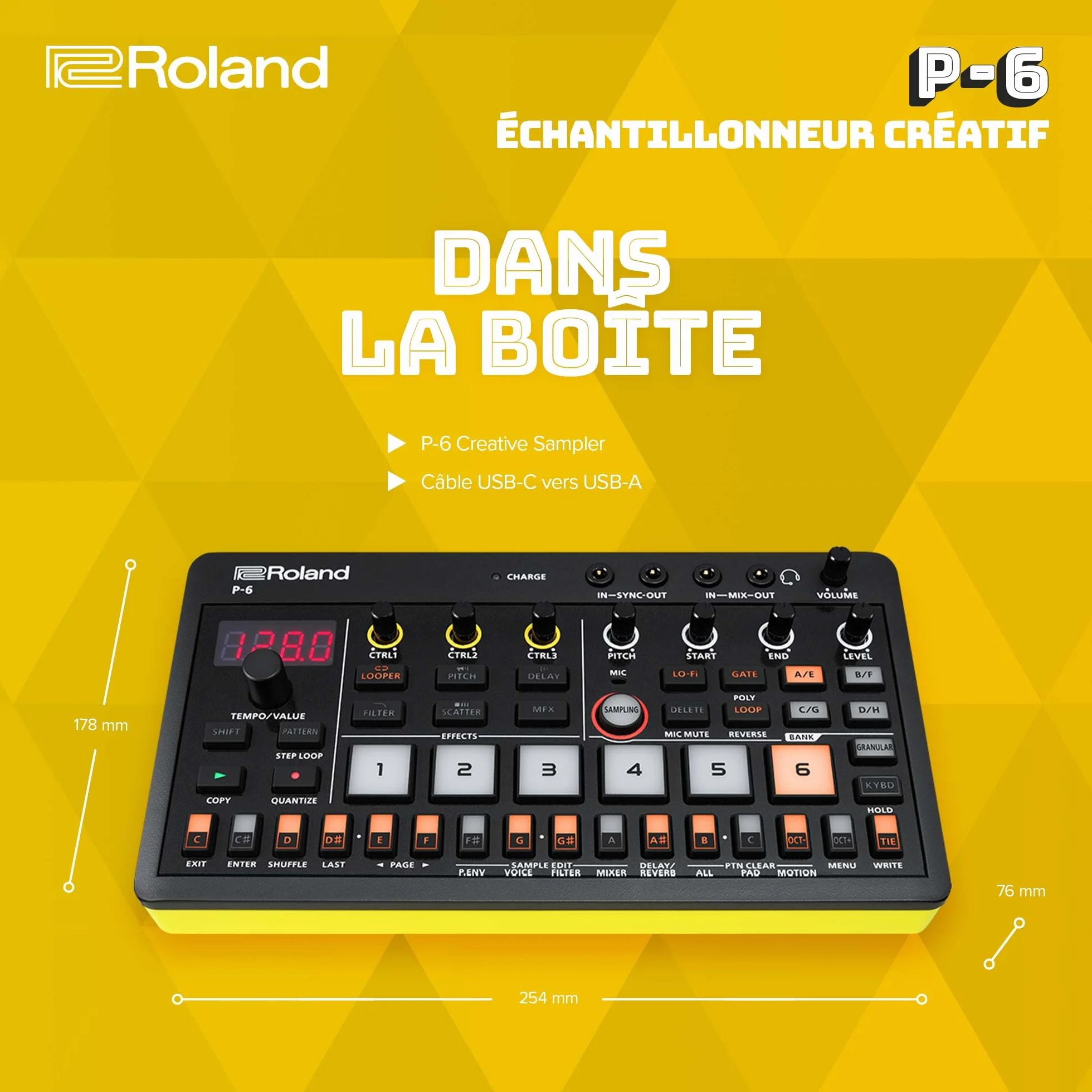 Roland P-6 Creative Sampler AIRA Compact Séquenceur Granulaire USB-C