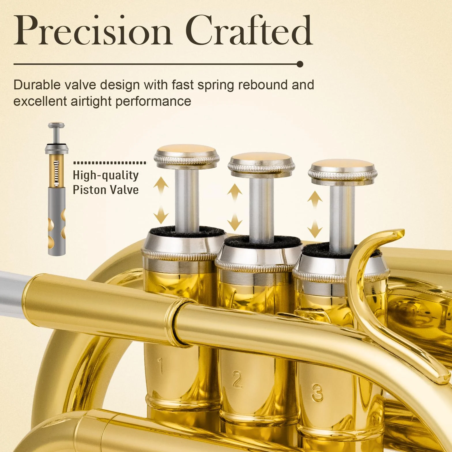 SONICAKE Trompette de Poche Sib Laiton Or, Kit Débutant avec Embouchure 7C, Étui Rigide, Gants QPT-01