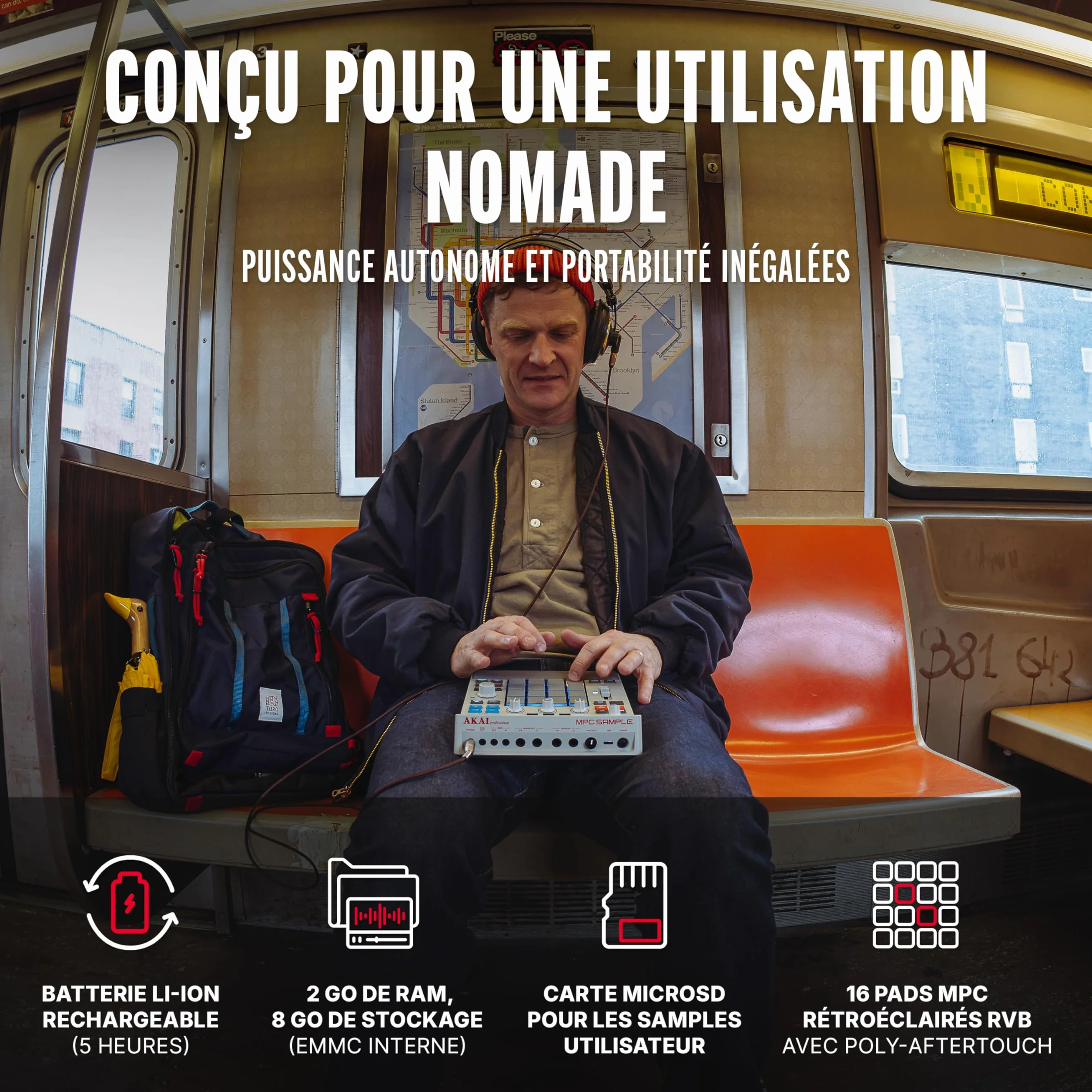 Akai Professional MPC Sample Sampler Portable Autonome avec Batterie Rechargeable USB-C