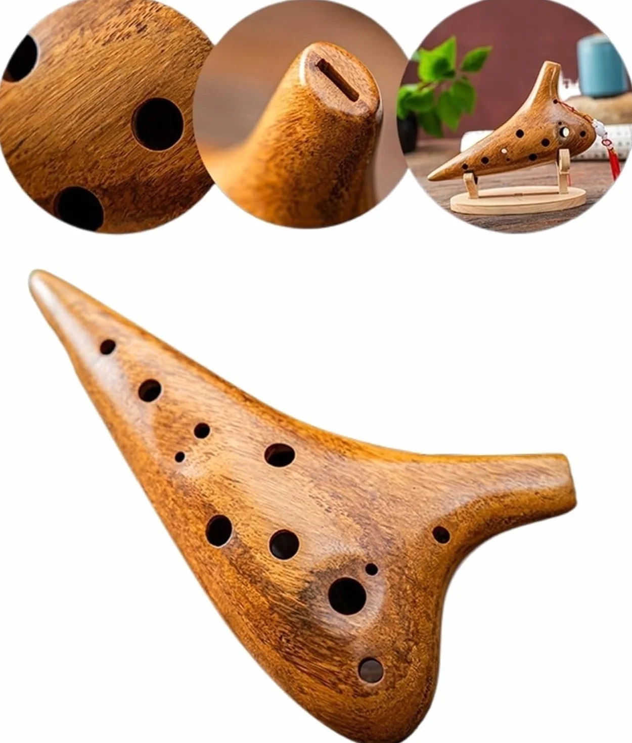Professionnel Ocarina en Bois Alto 12 Trous Accordé en Do