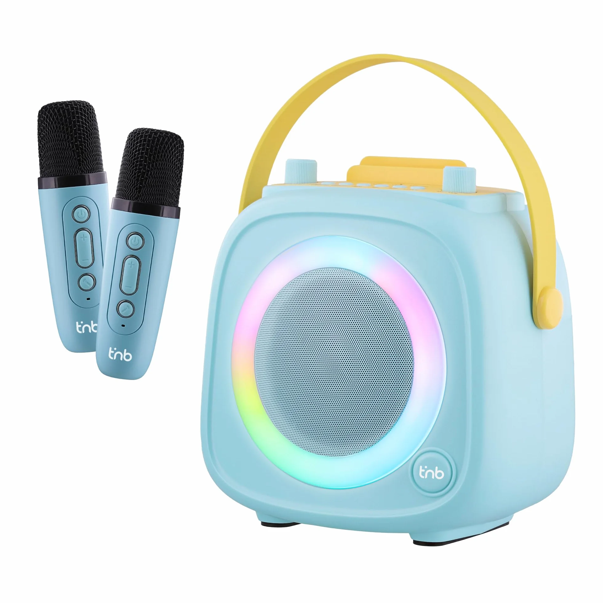T'nB Enceinte Bluetooth Karaoke 2 Microphones sans Fil 5 Effets Vocaux RGB USB Jack 3,5 mm Portable Bleu