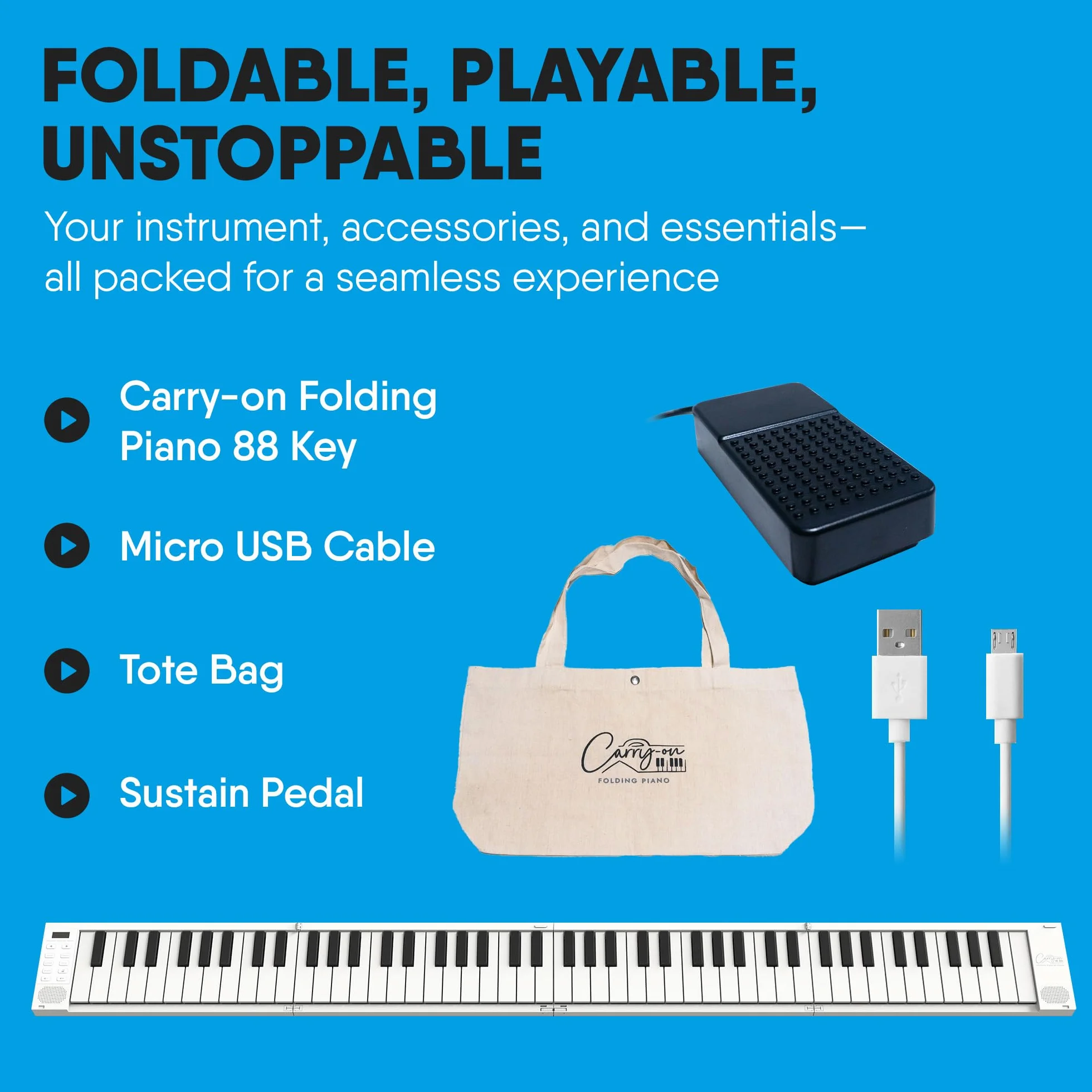 Blackstar Piano pliable portable 88 touches batterie rechargeable MIDI USB 128 sons 1,6 kg 33 cm