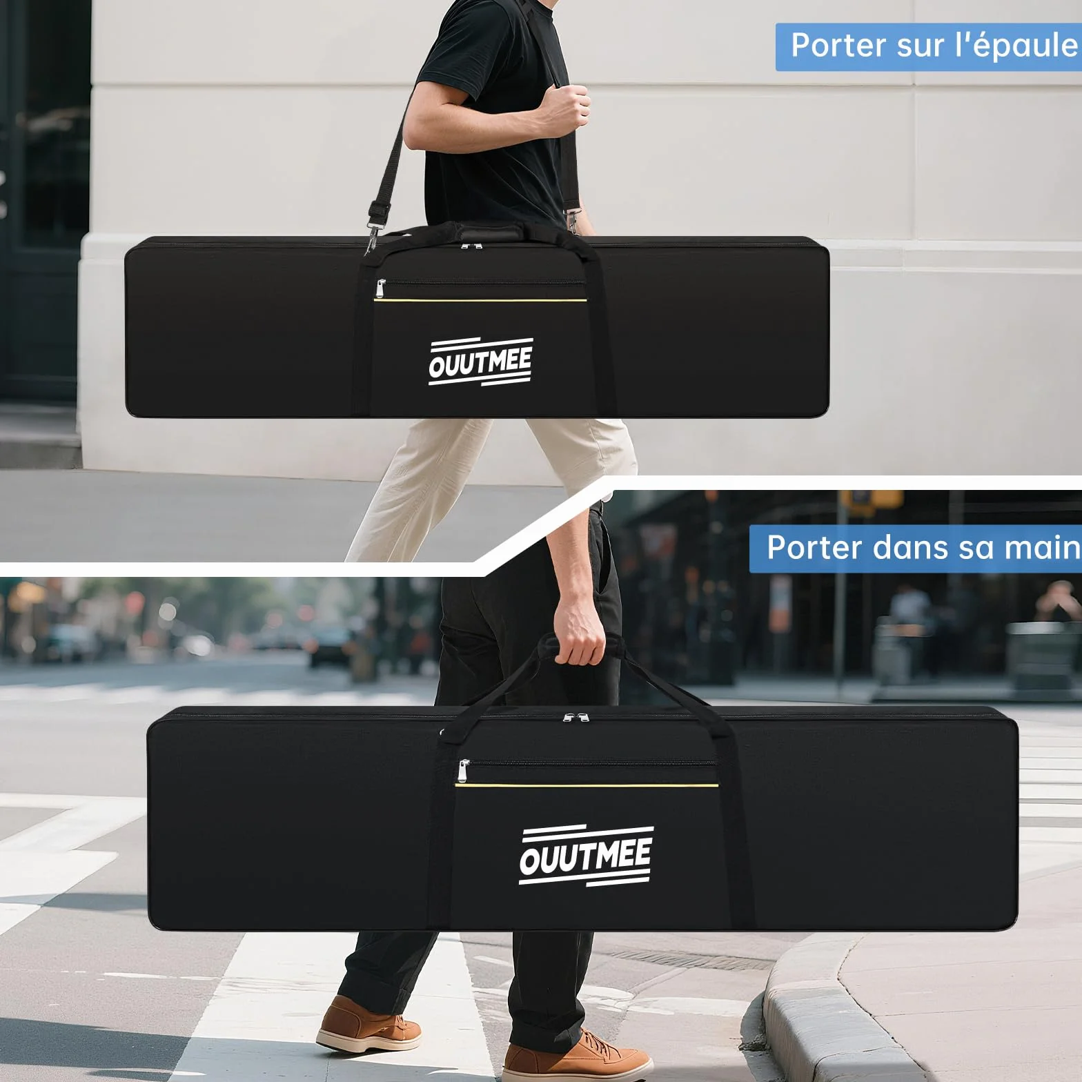 OUUTMEE Housse pour Clavier 88 Touches, Sac de Transport en Tissu Oxford 600D 10MM Rembourré Noir