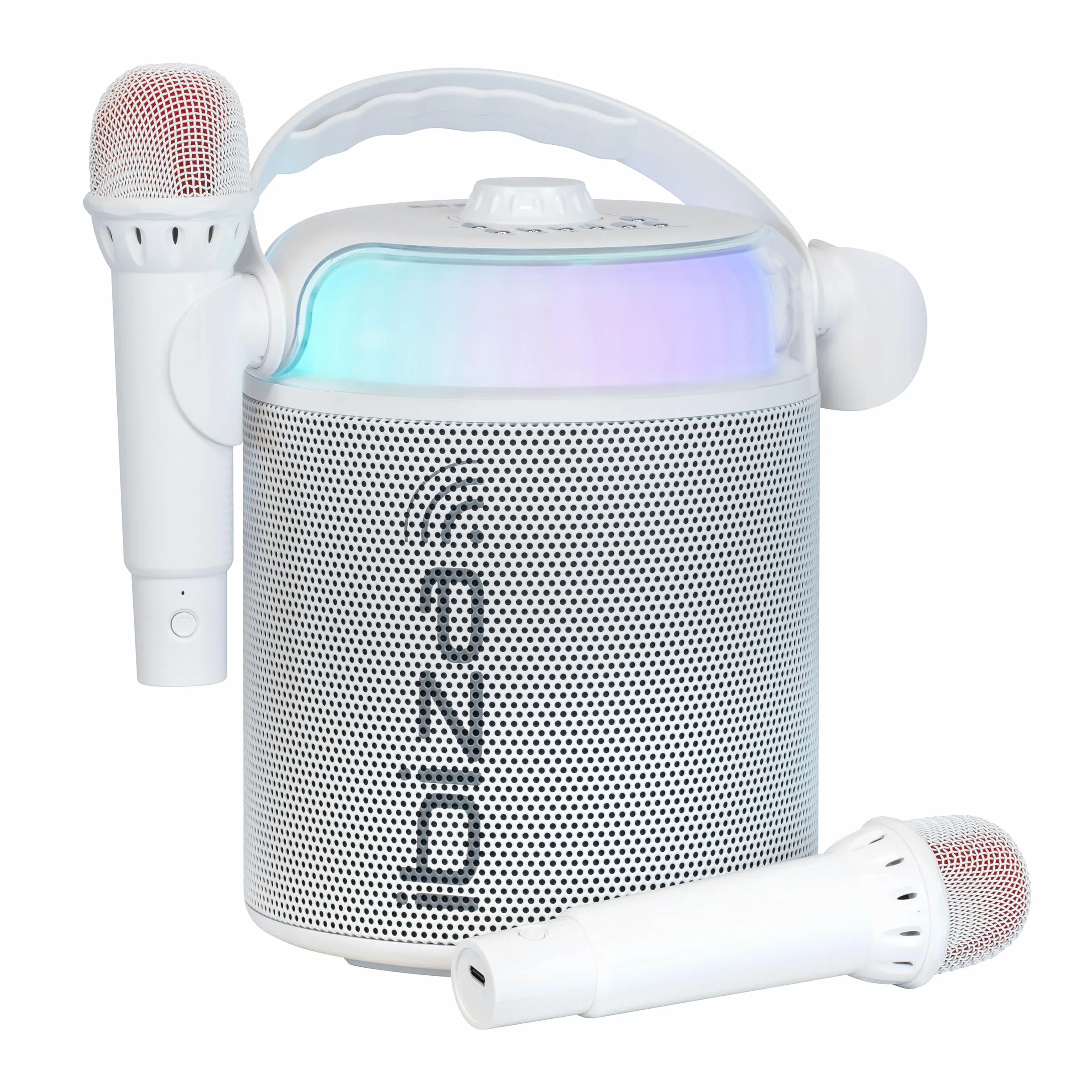 Ibiza KARAHOME-WH Enceinte Karaoke Lumineuse Bluetooth USB MicroSD AUX Coax Blanc
